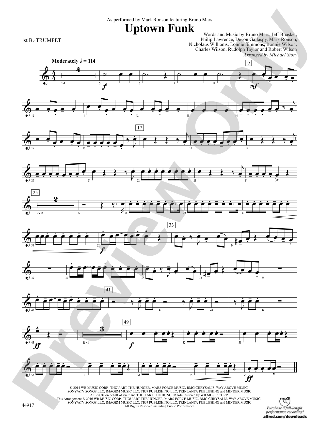 Uptown Funk: 1st B-flat Trumpet