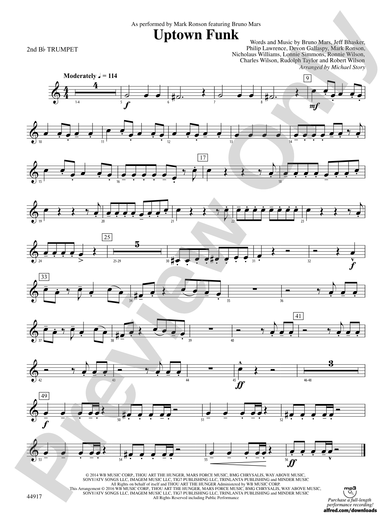 Uptown Funk: 2nd B-flat Trumpet