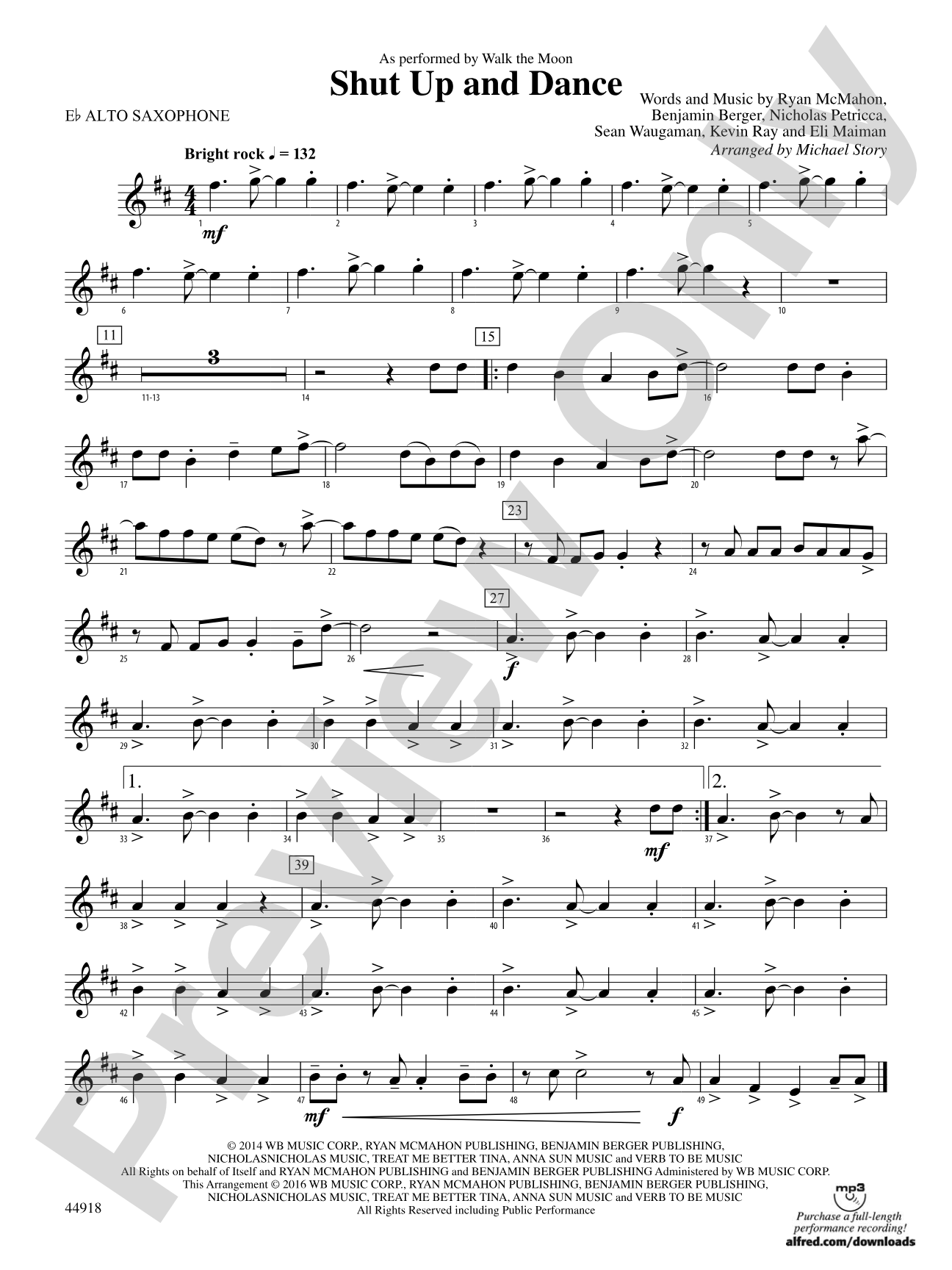 Shut Up and Dance: E-flat Alto Saxophone