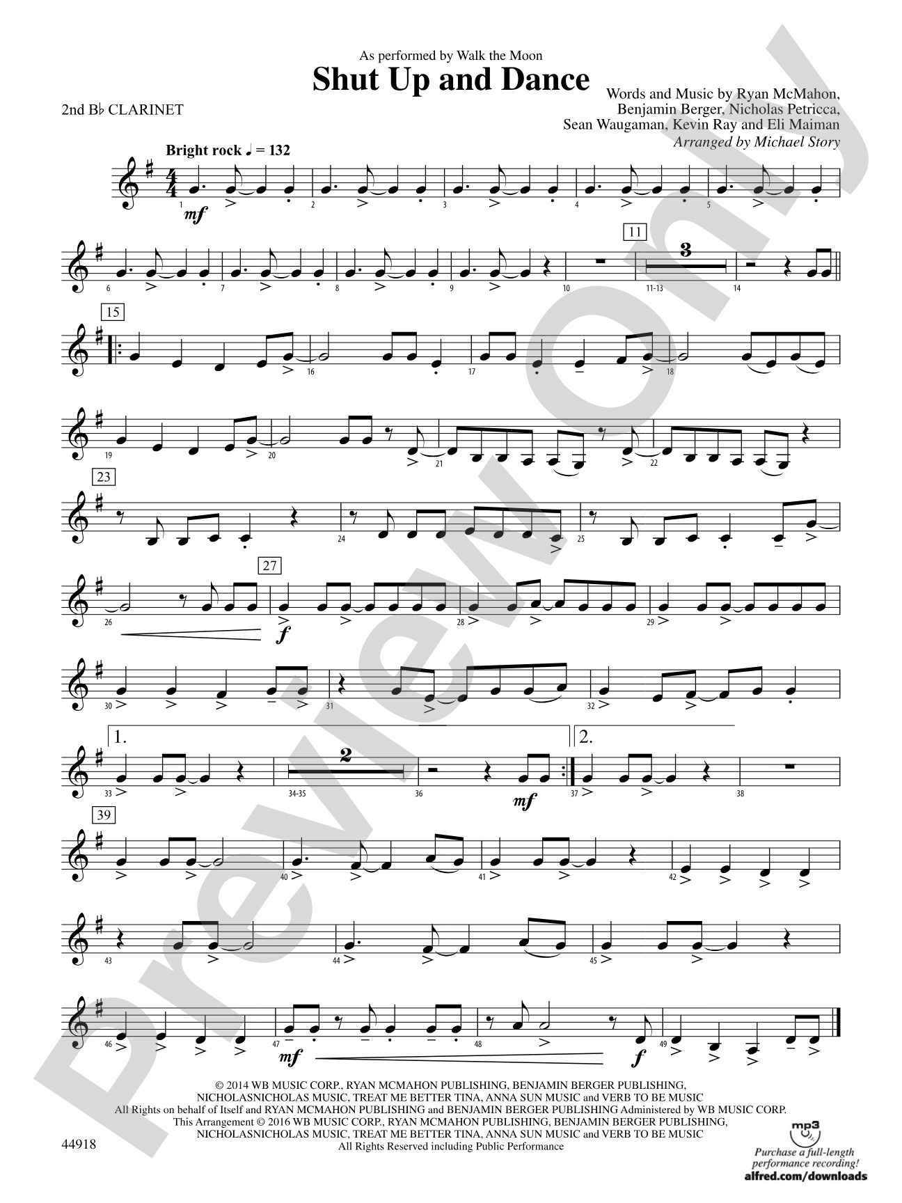 Shut Up and Dance: 2nd B-flat Clarinet