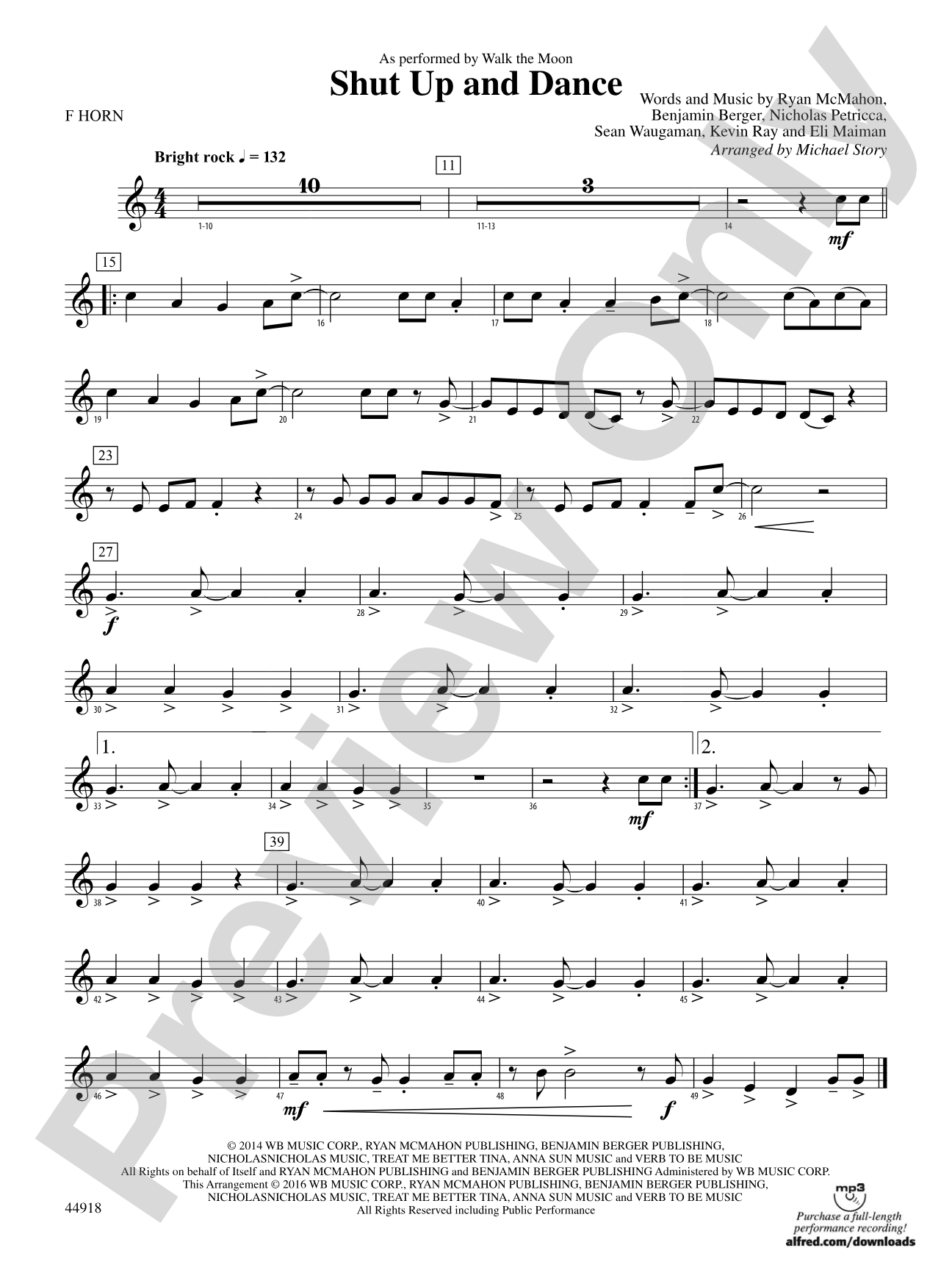 Shut Up and Dance: 1st F Horn