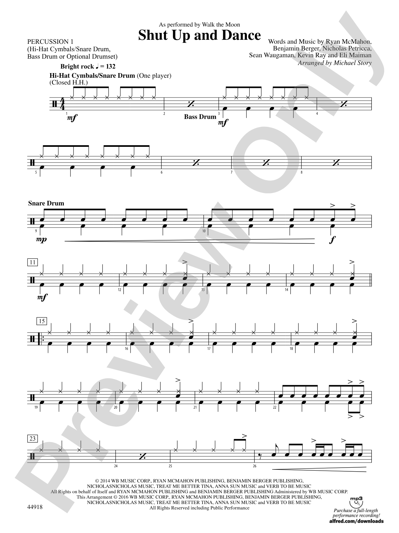 Shut Up and Dance: 1st Percussion