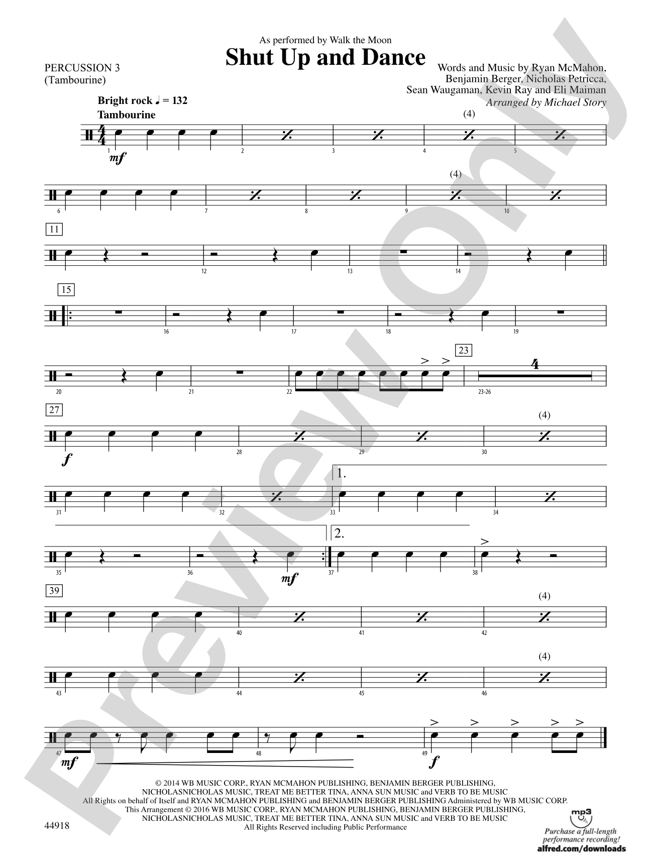 Shut Up and Dance: 3rd Percussion