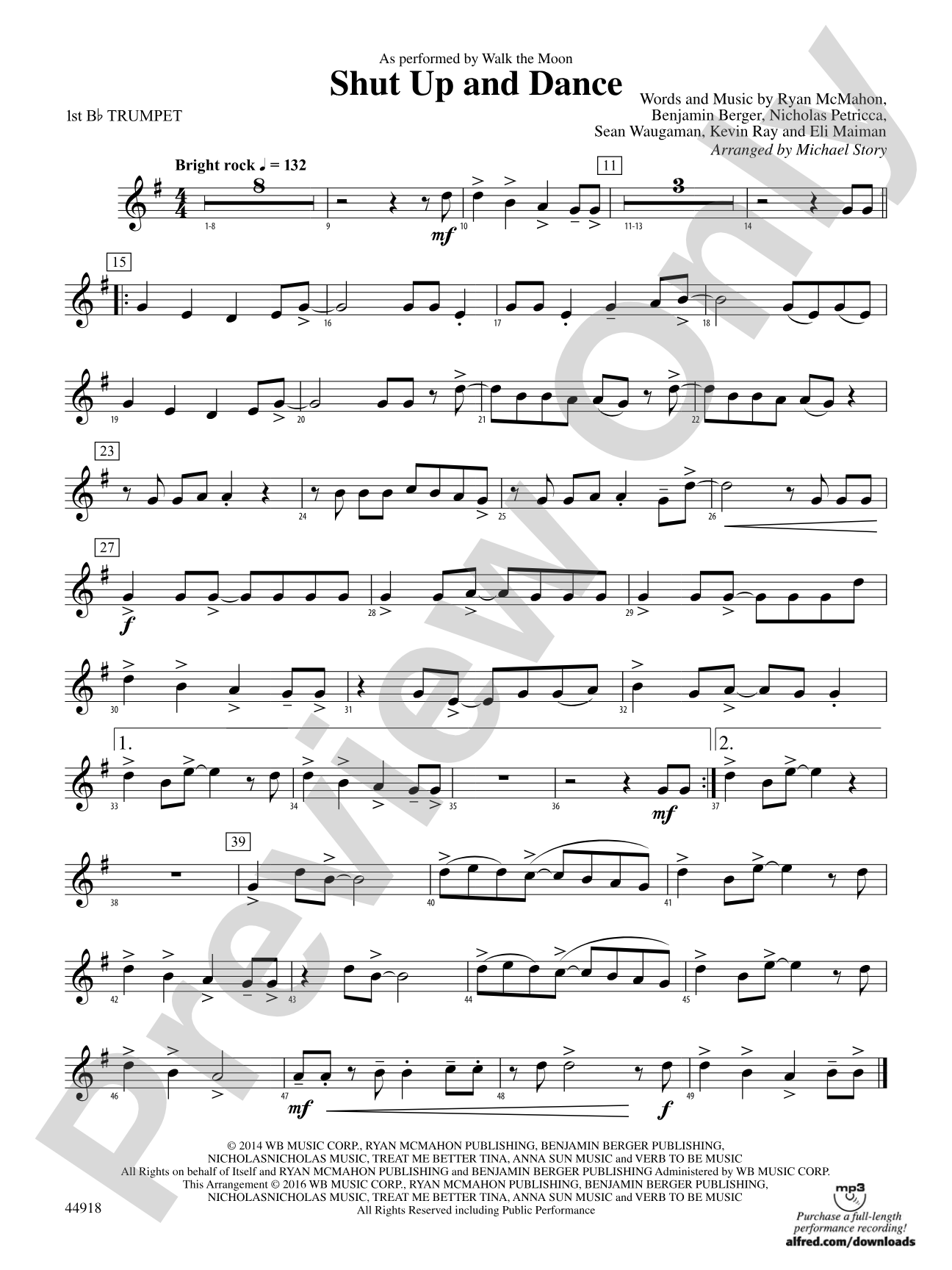 Shut Up and Dance: 1st B-flat Trumpet