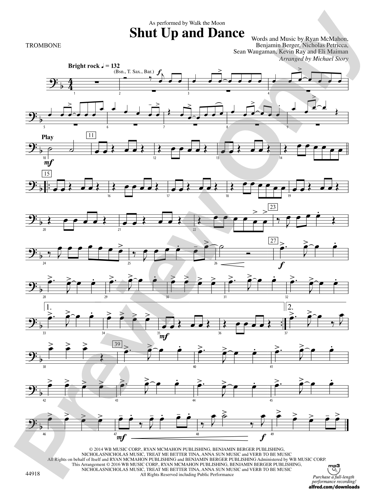 Shut Up and Dance: 1st Trombone