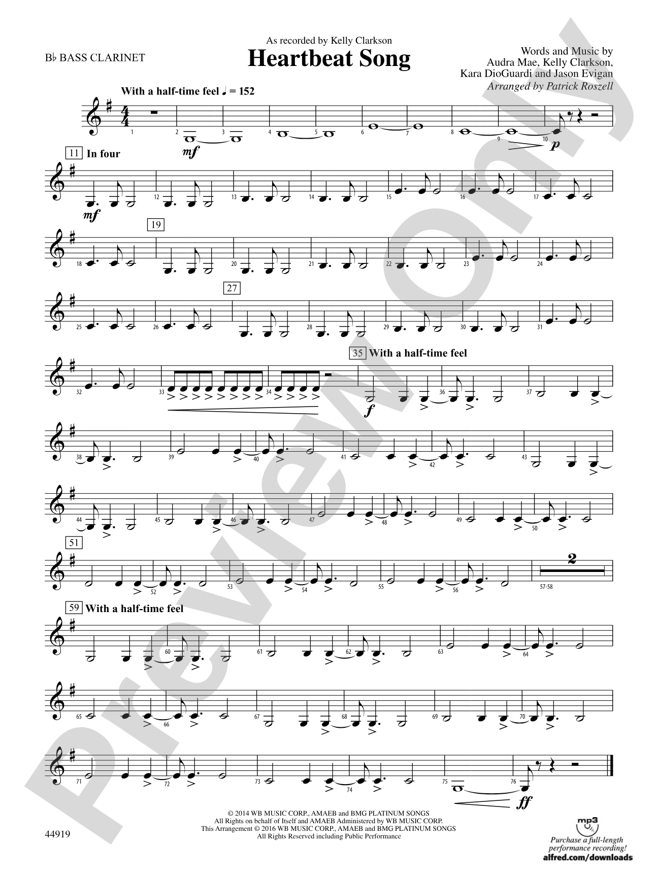 Heartbeat Song: B-flat Bass Clarinet