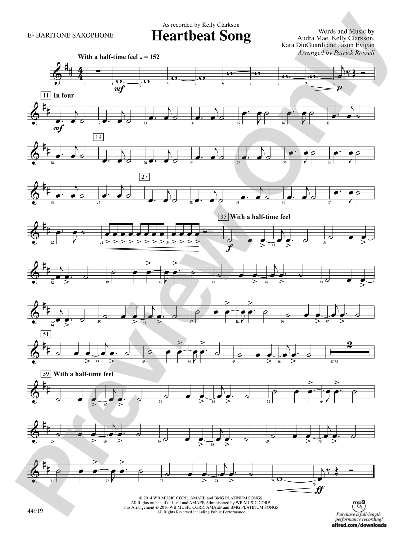 Heartbeat Song: E-flat Baritone Saxophone