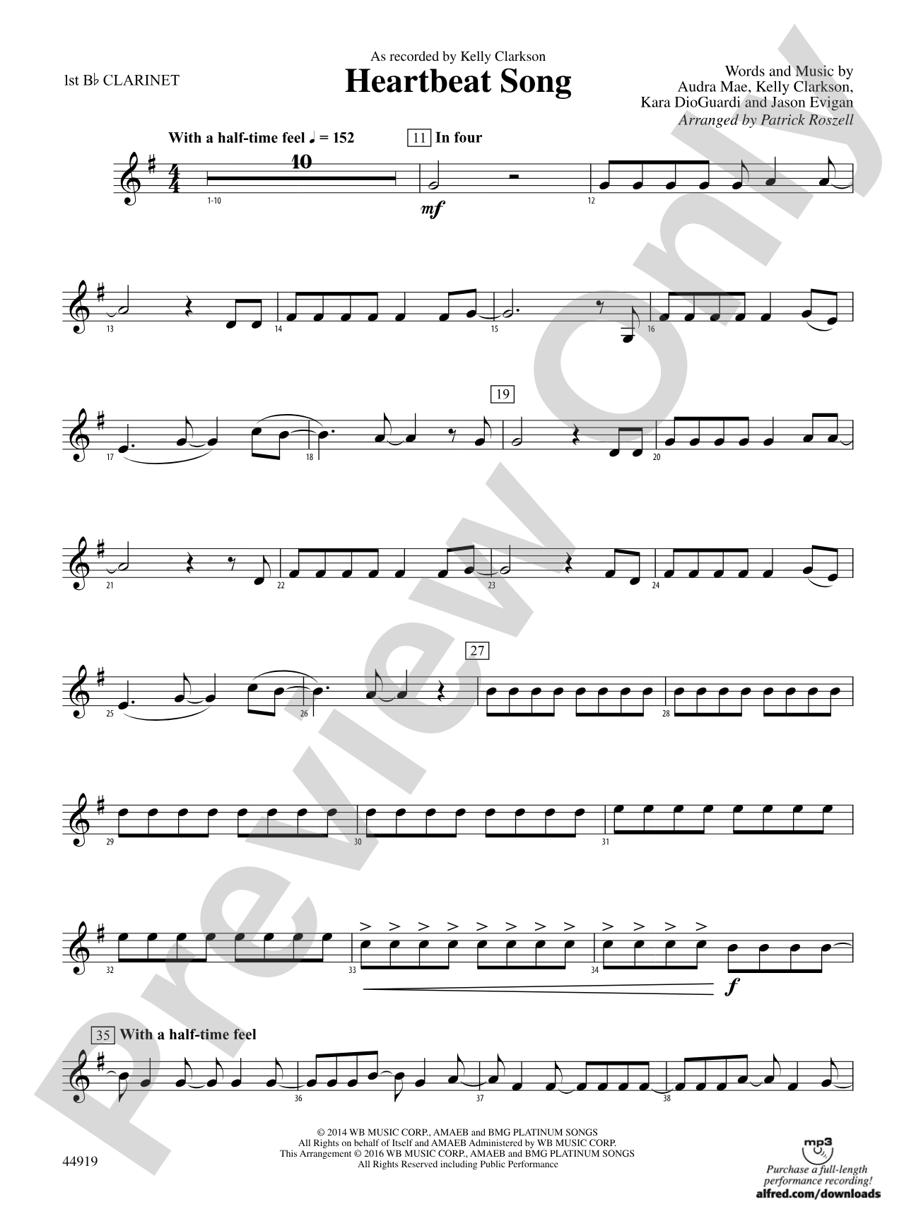Heartbeat Song: 1st B-flat Clarinet