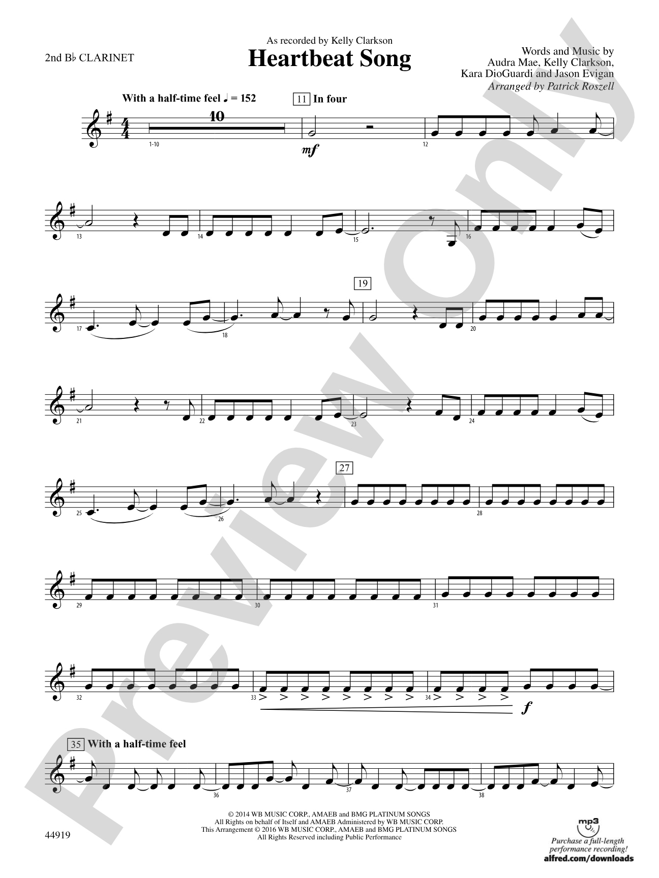 Heartbeat Song: 2nd B-flat Clarinet