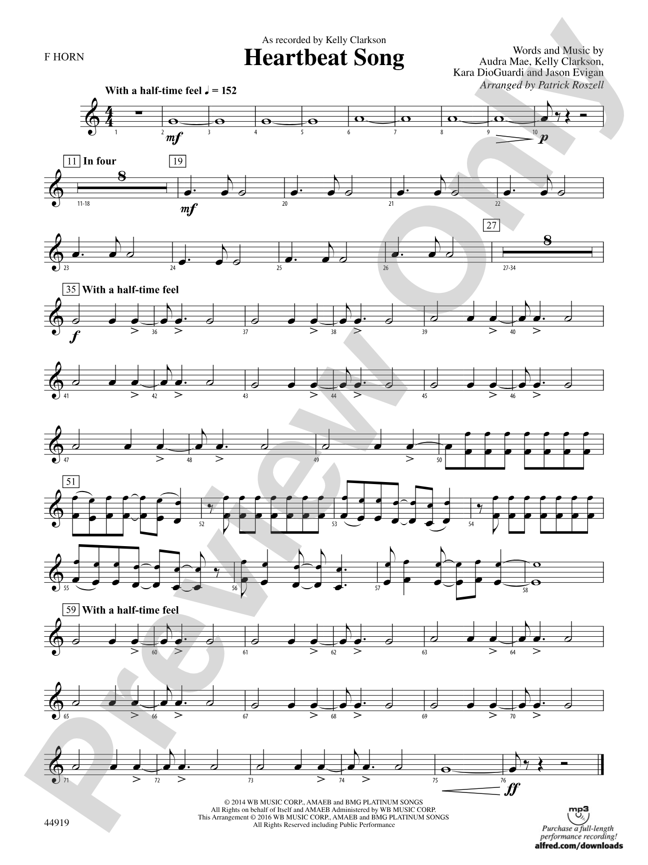 Heartbeat Song: 1st F Horn
