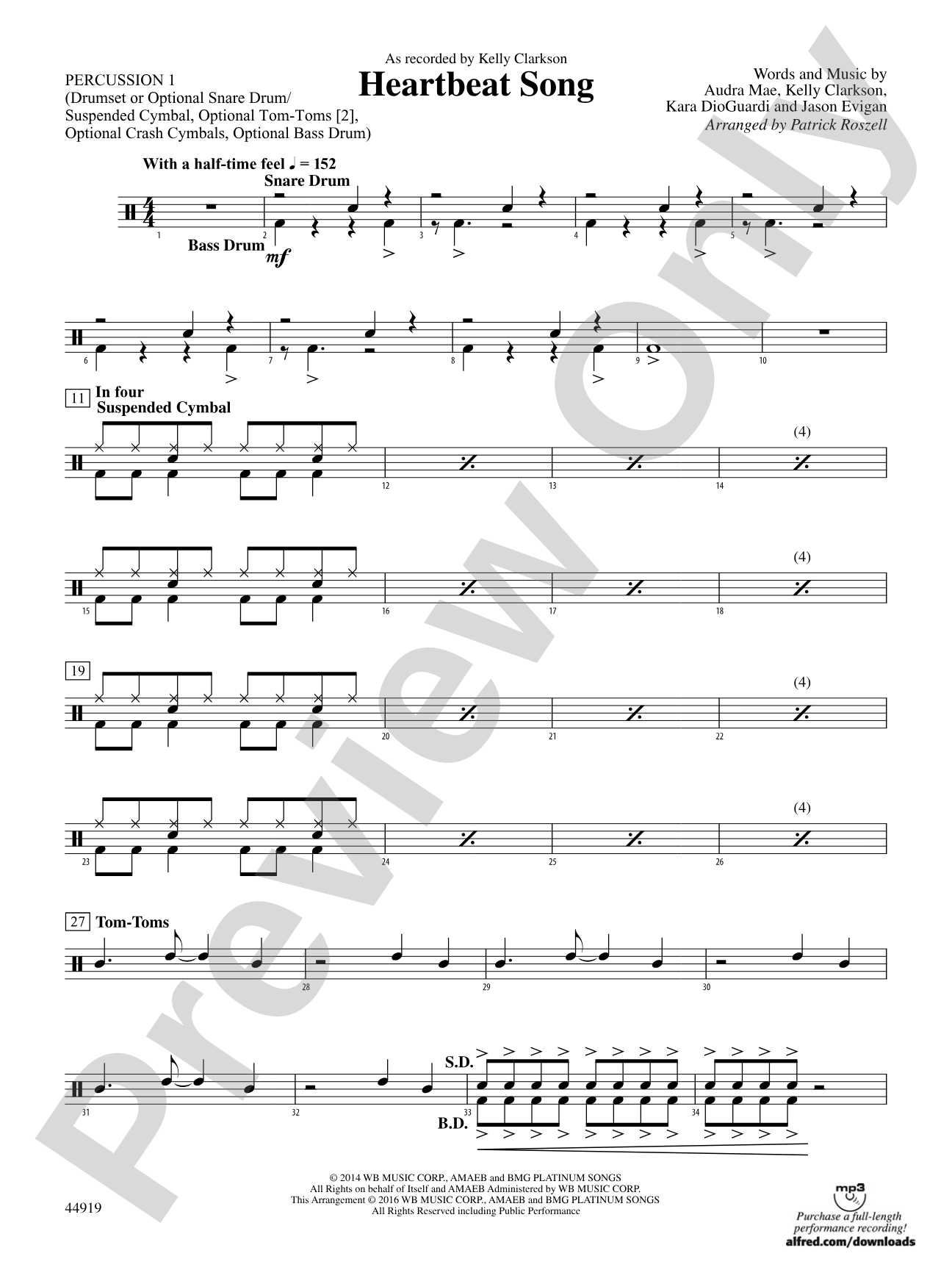 Heartbeat Song: 1st Percussion