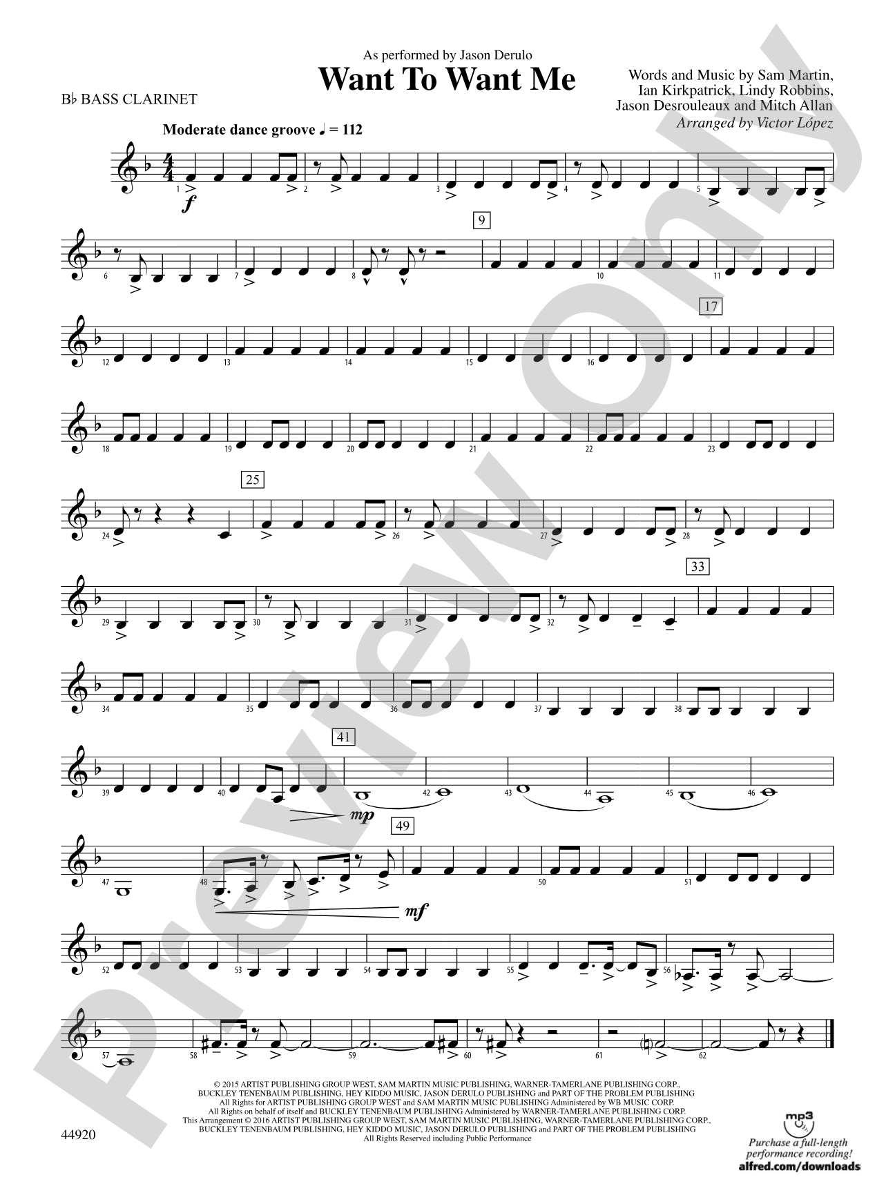 Want to Want Me: B-flat Bass Clarinet