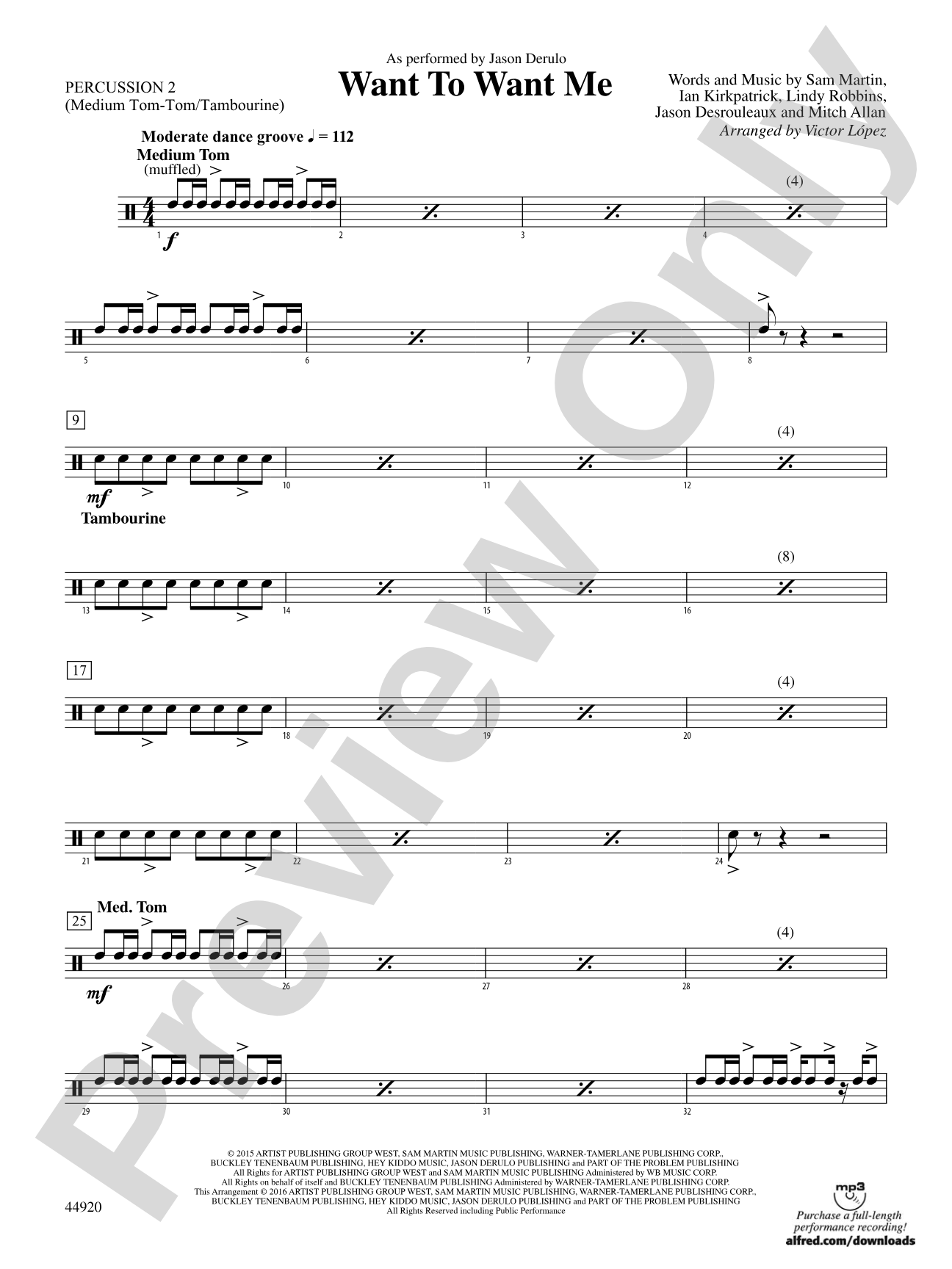 Want to Want Me: 2nd Percussion