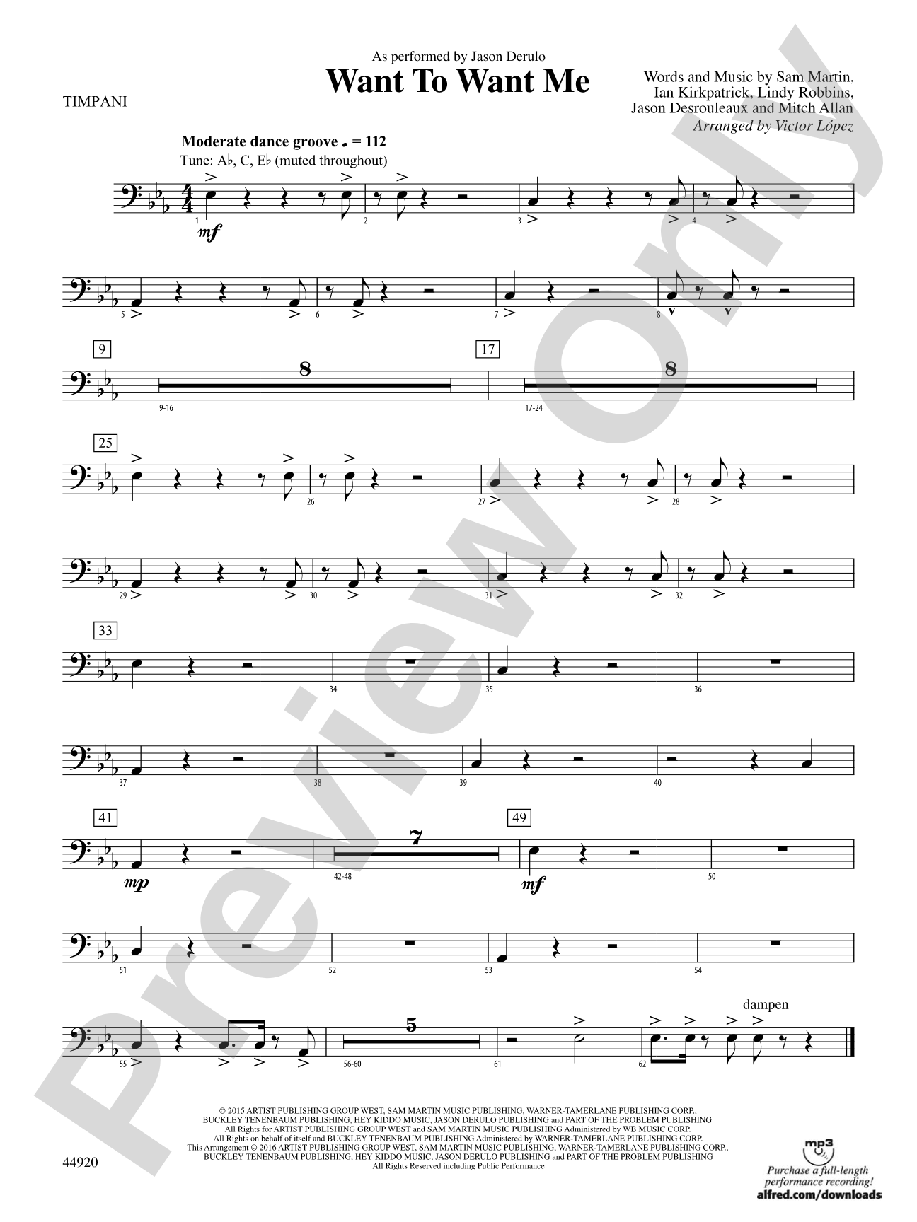 Want to Want Me: Timpani