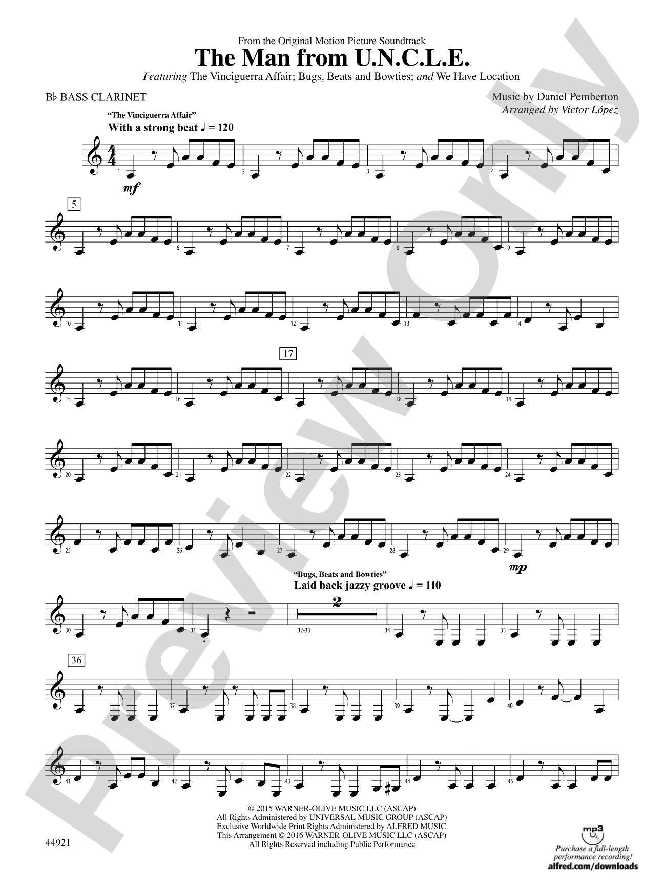 The Man from U.N.C.L.E. (from the Original Motion Picture Soundtrack): B-flat Bass Clarinet