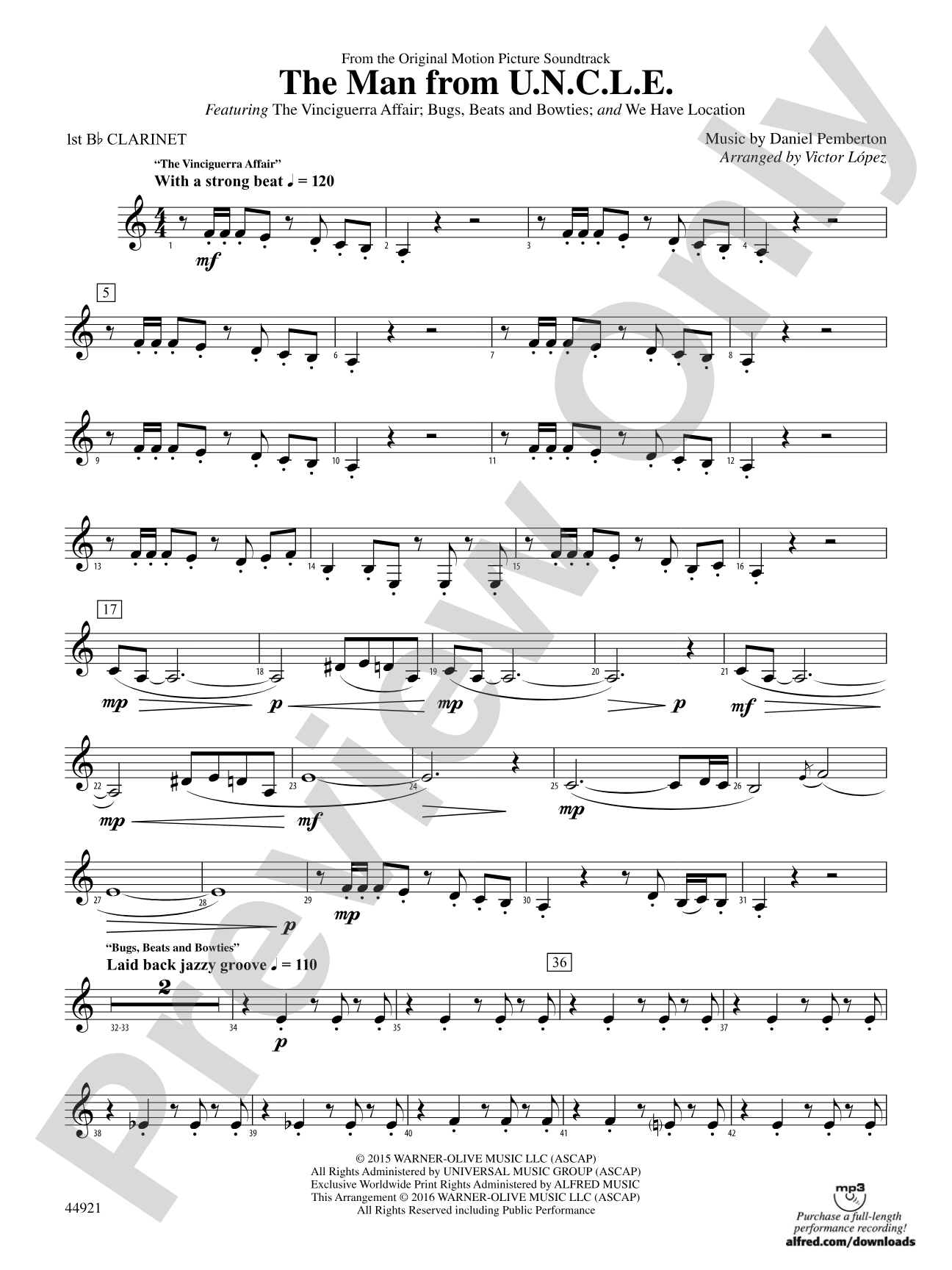 The Man from U.N.C.L.E. (from the Original Motion Picture Soundtrack): 1st B-flat Clarinet