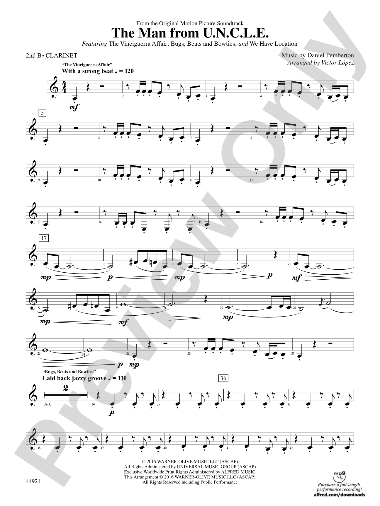The Man from U.N.C.L.E. (from the Original Motion Picture Soundtrack): 2nd B-flat Clarinet