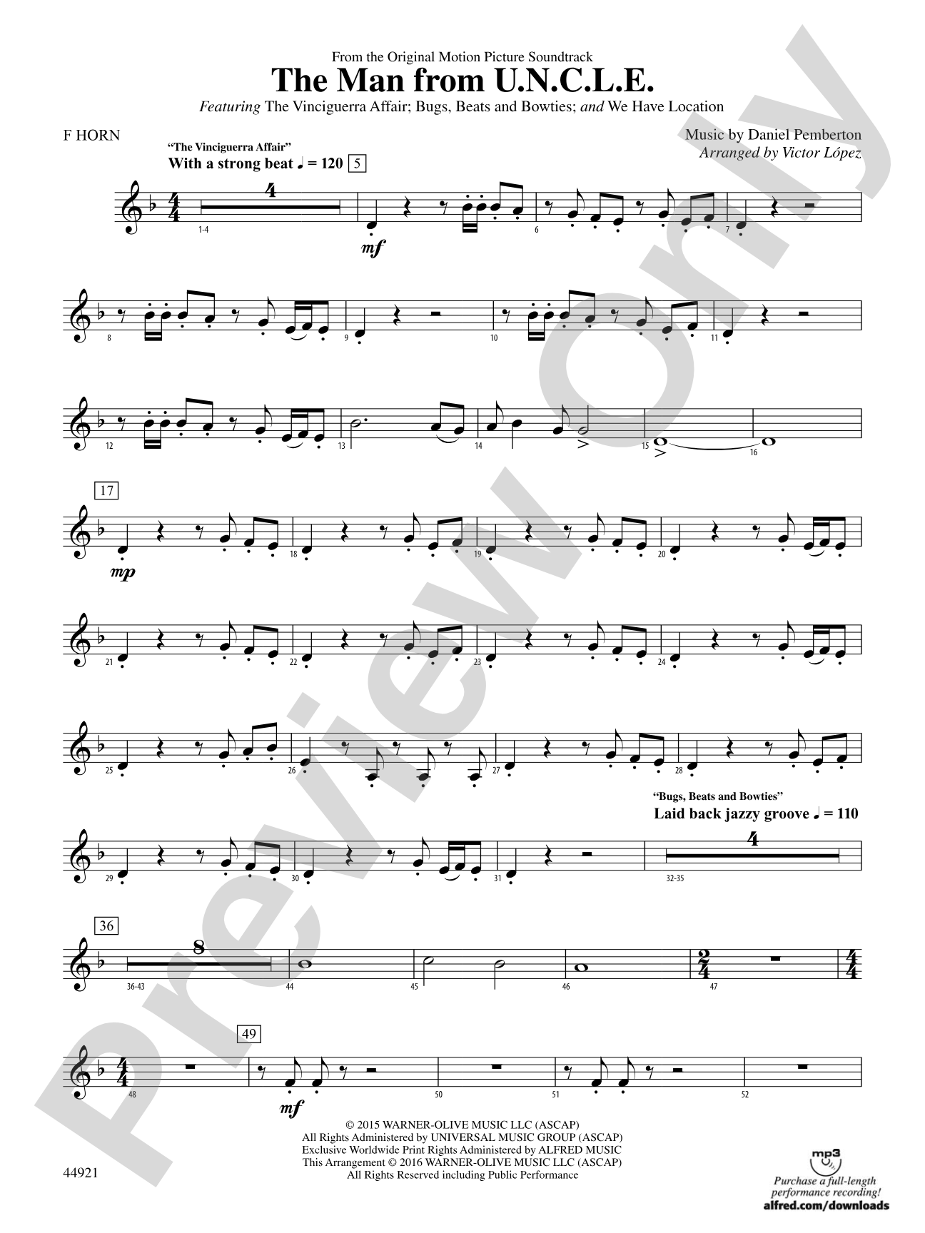 The Man from U.N.C.L.E. (from the Original Motion Picture Soundtrack): 1st F Horn