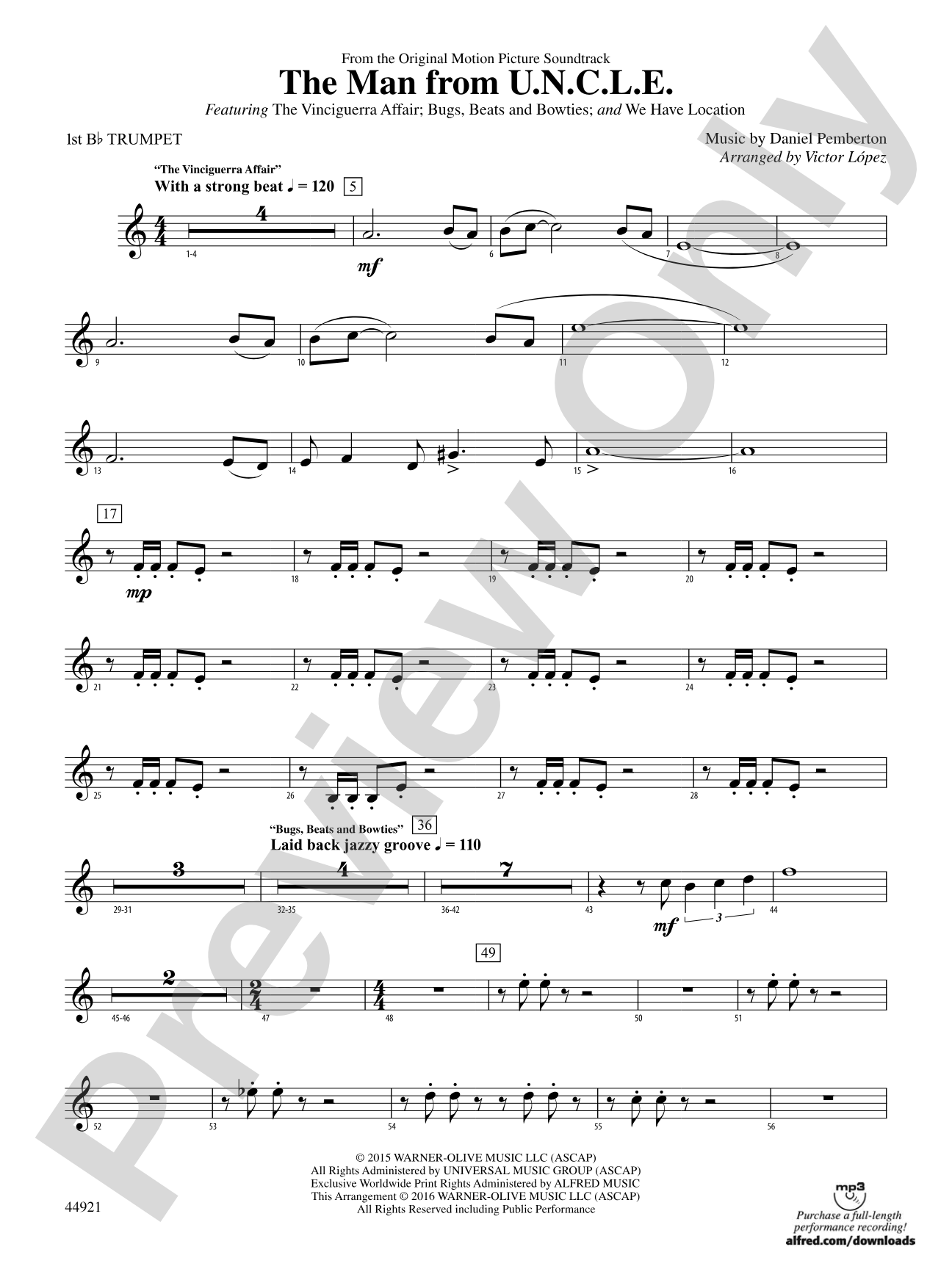 The Man from U.N.C.L.E. (from the Original Motion Picture Soundtrack): 1st B-flat Trumpet
