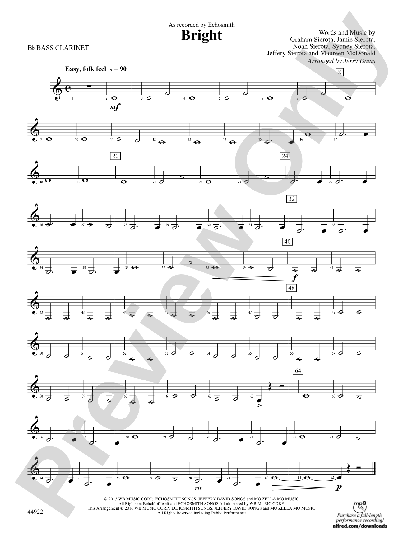 Bright: B-flat Bass Clarinet