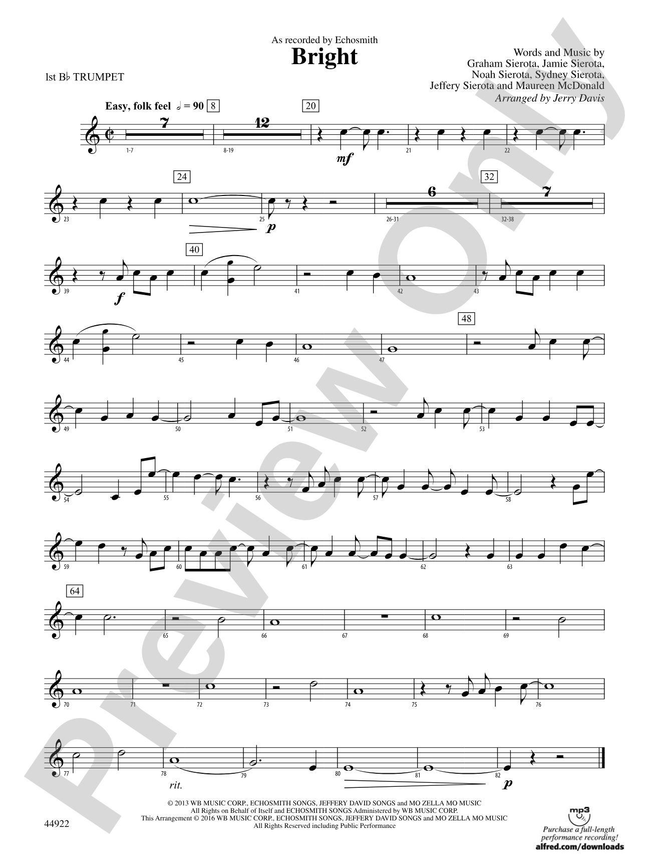 Bright: 1st B-flat Trumpet