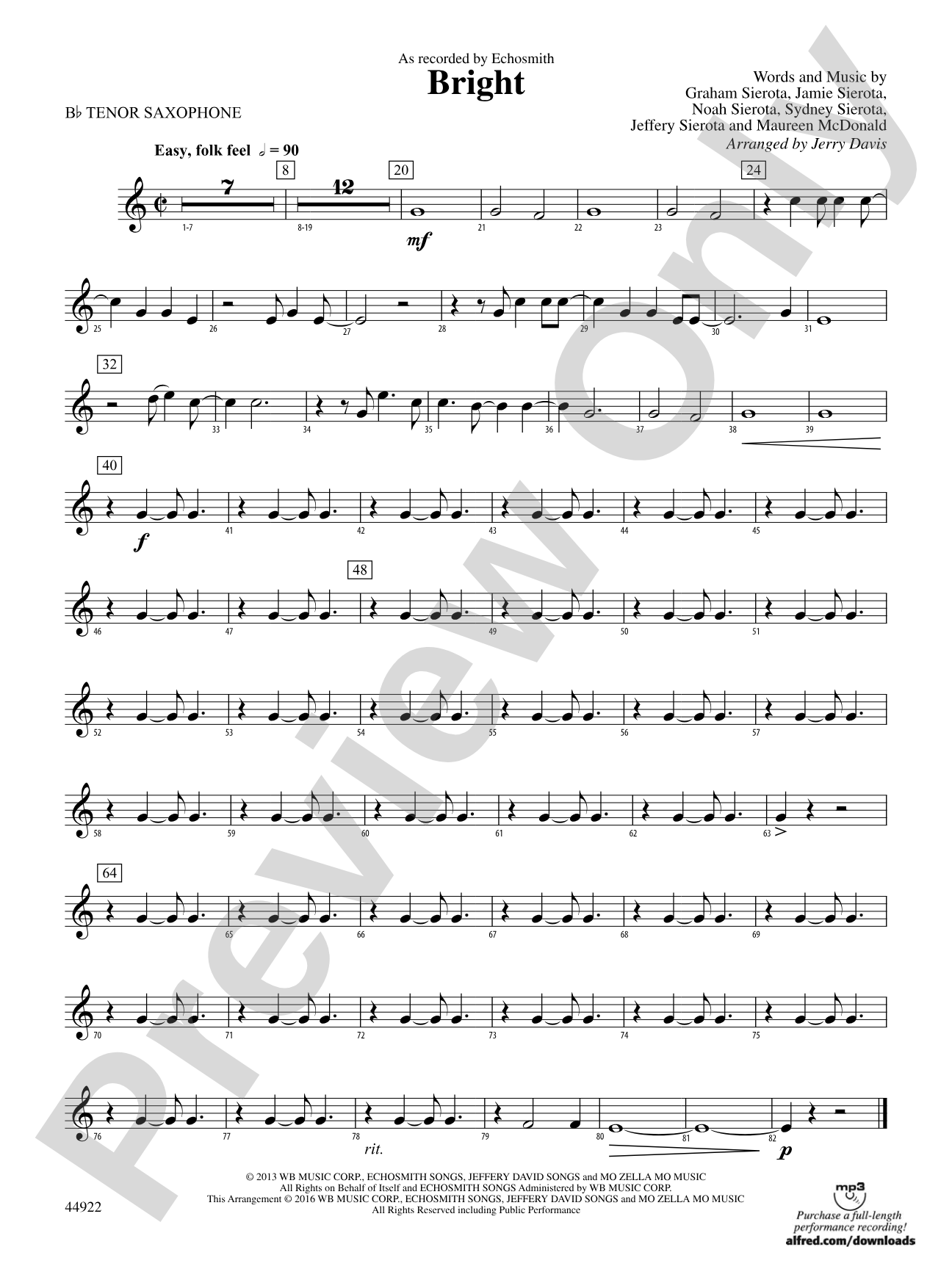 Bright: B-flat Tenor Saxophone