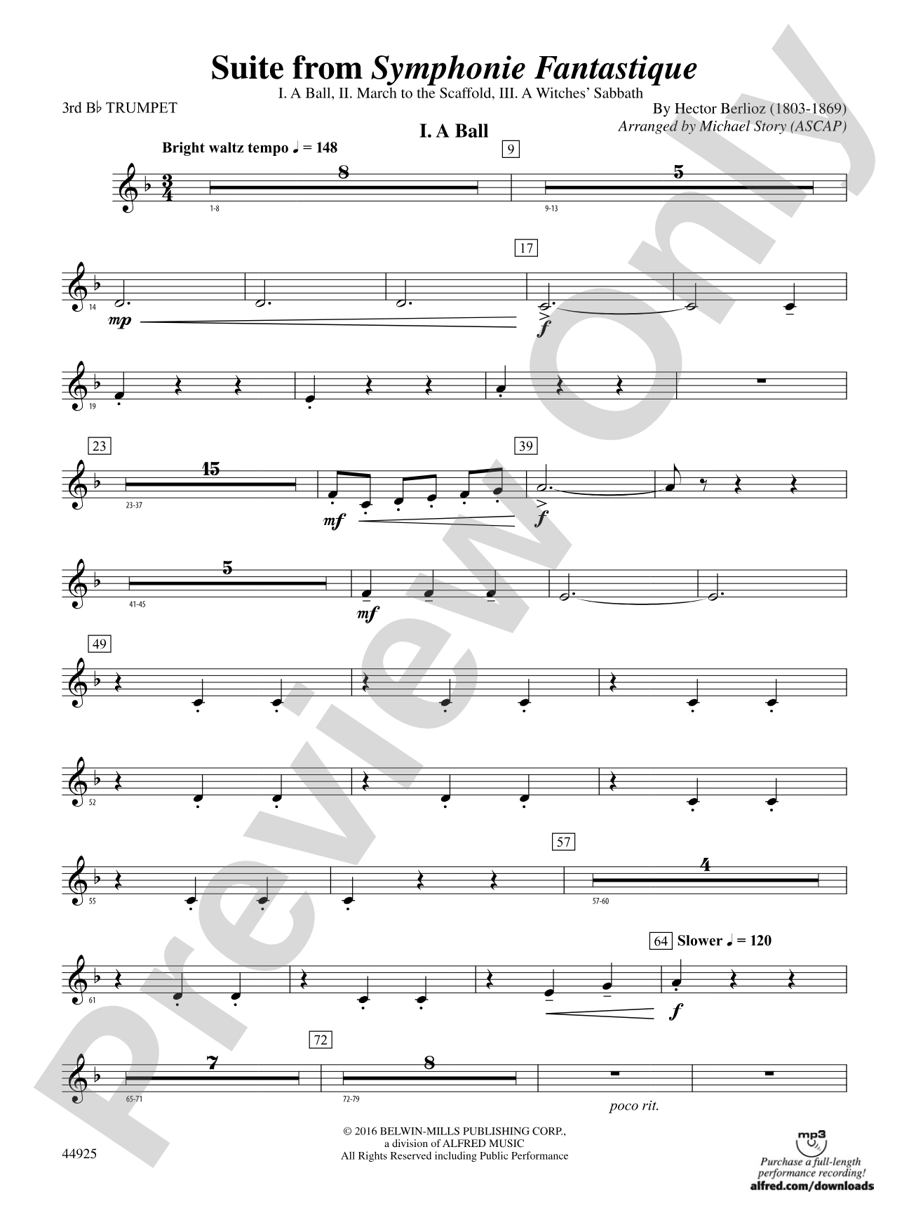 Suite from Symphonie Fantastique: 3rd B-flat Trumpet