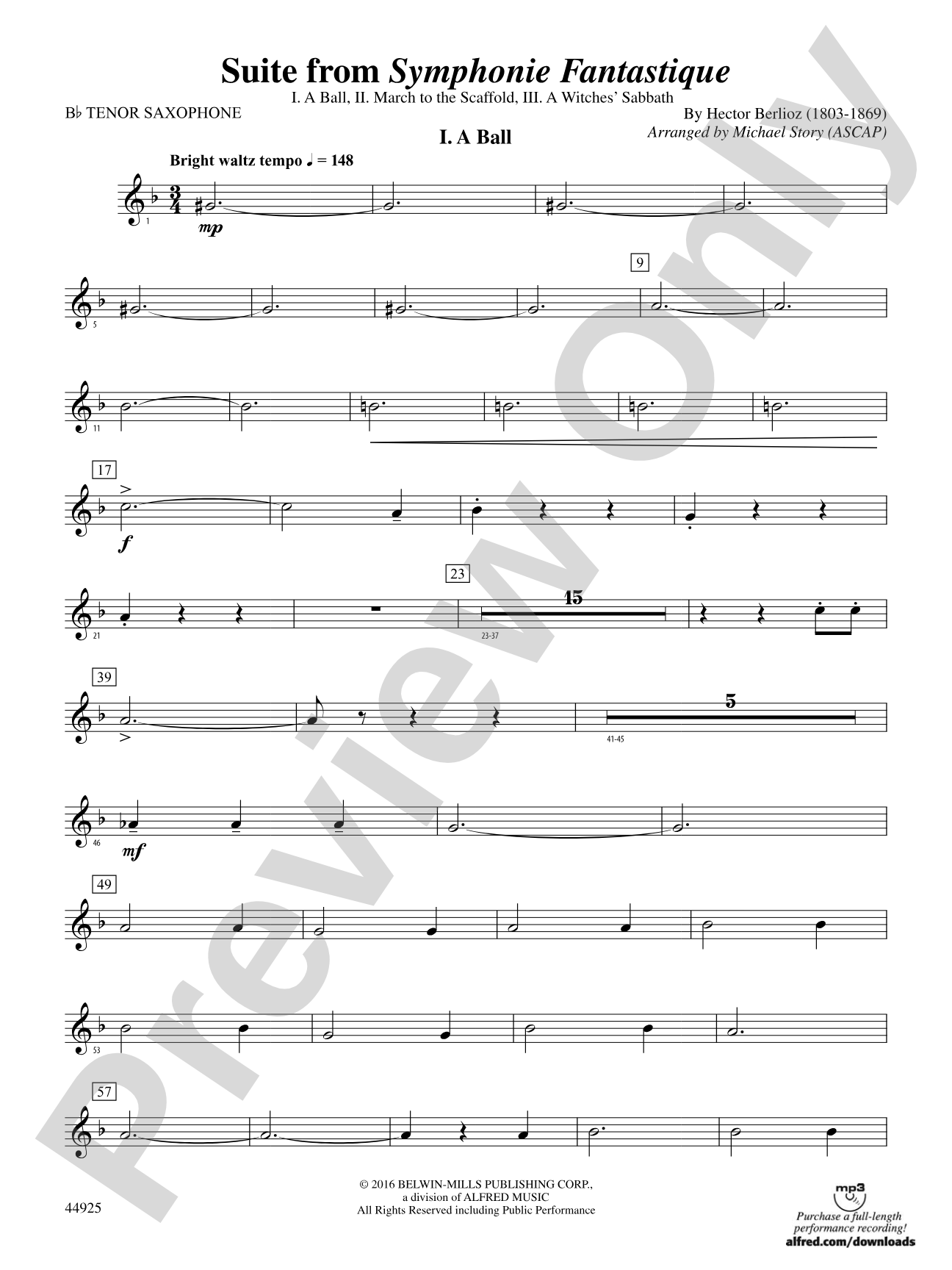 Suite from Symphonie Fantastique: B-flat Tenor Saxophone