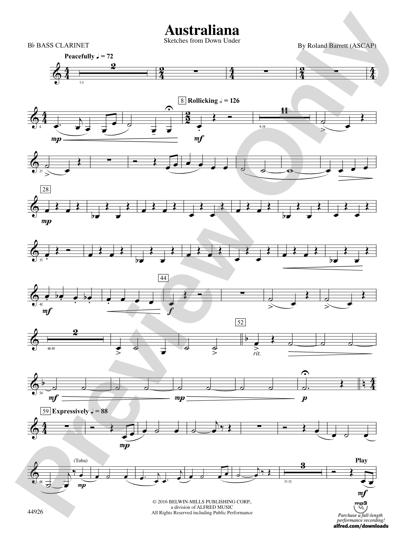 Australiana: B-flat Bass Clarinet