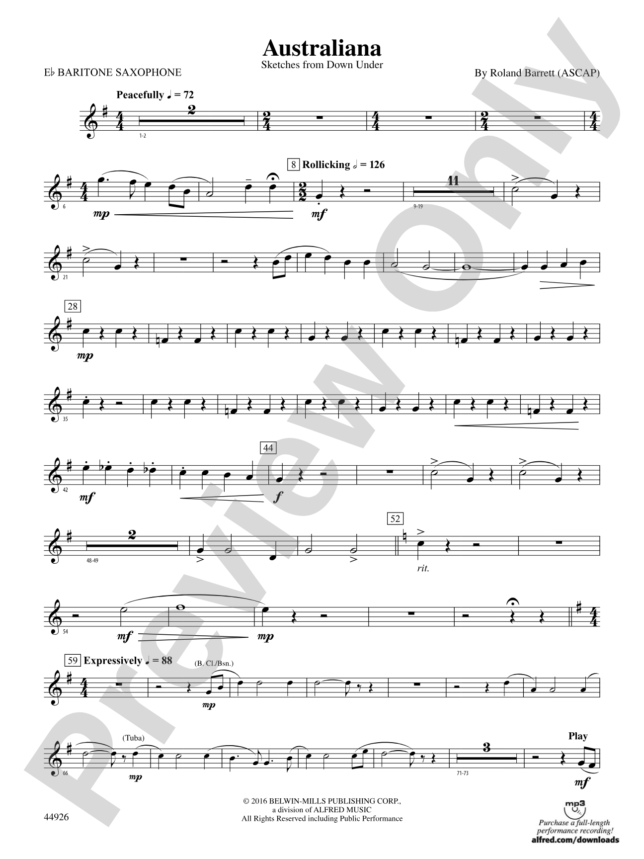 Australiana: E-flat Baritone Saxophone