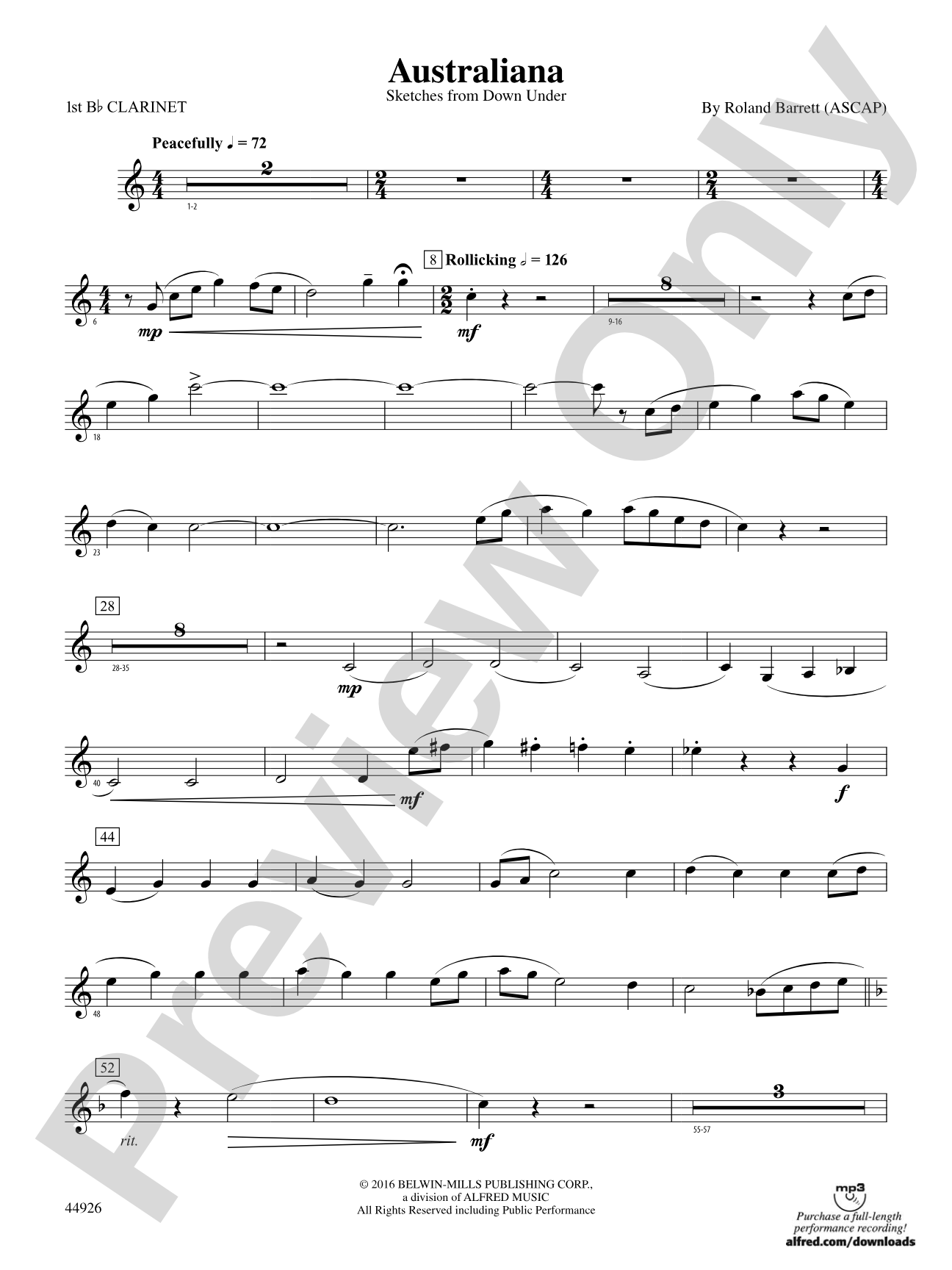 Australiana: 1st B-flat Clarinet