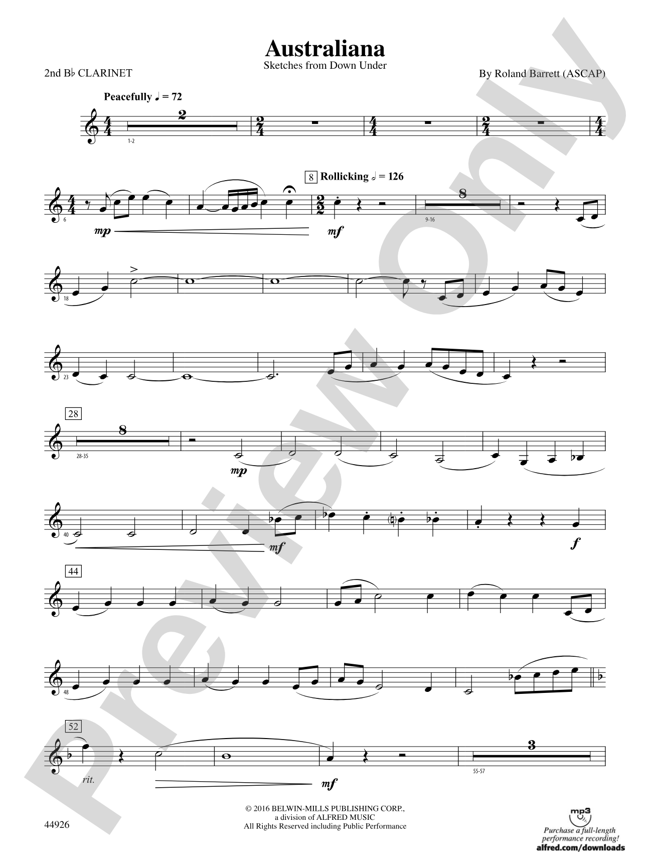 Australiana: 2nd B-flat Clarinet