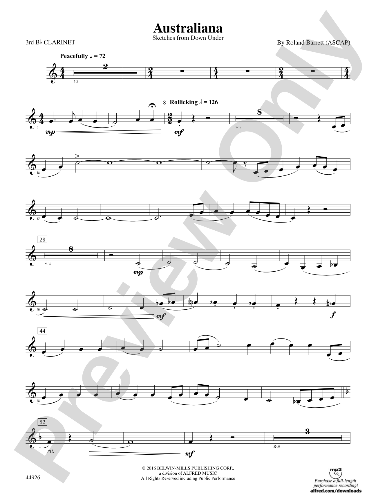 Australiana: 3rd B-flat Clarinet