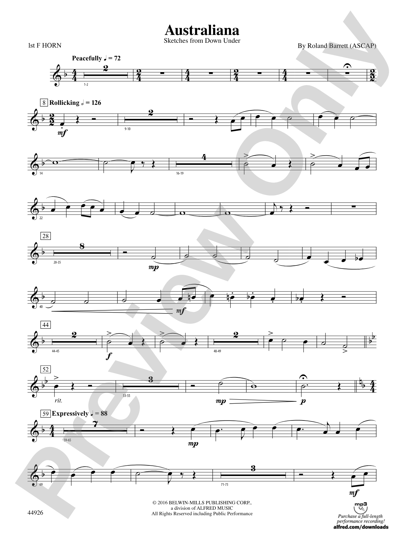 Australiana: 1st F Horn
