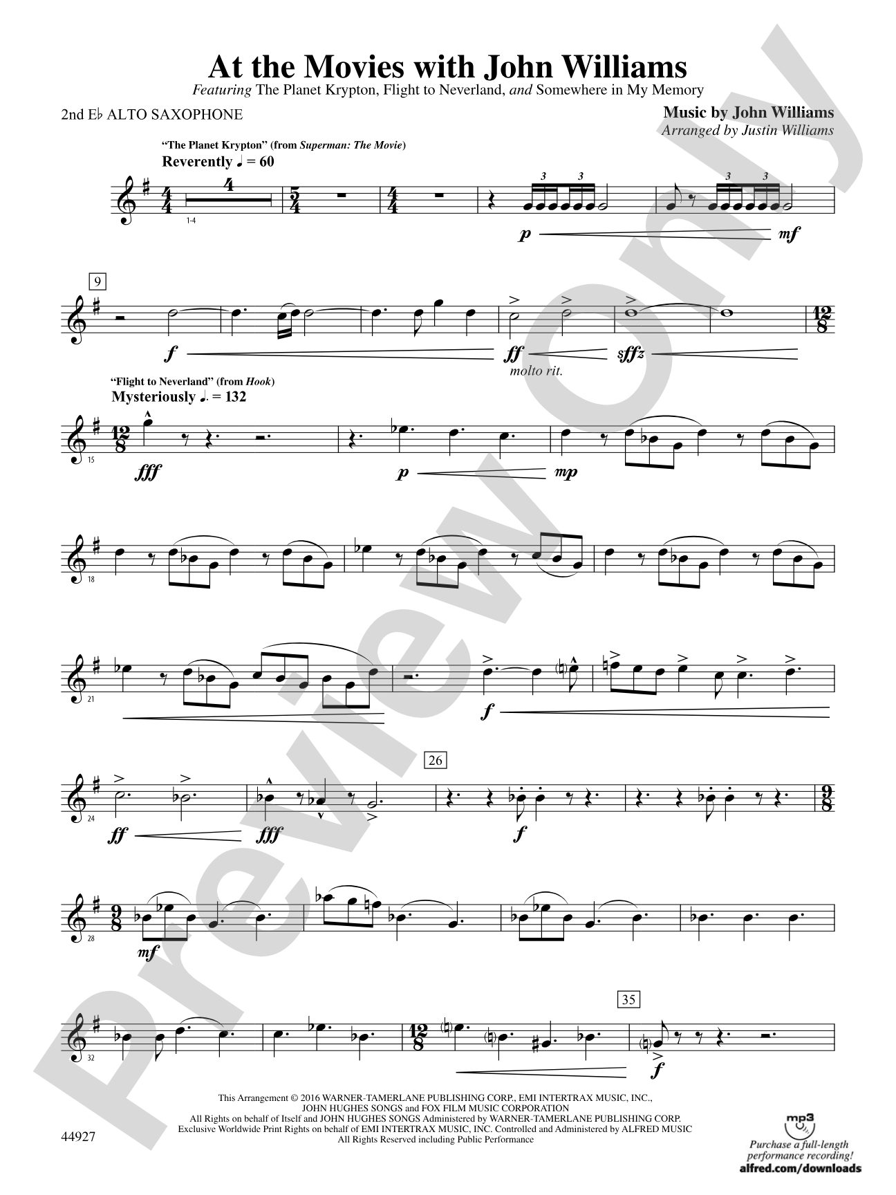 At the Movies with John Williams: 2nd E-flat Alto Saxophone