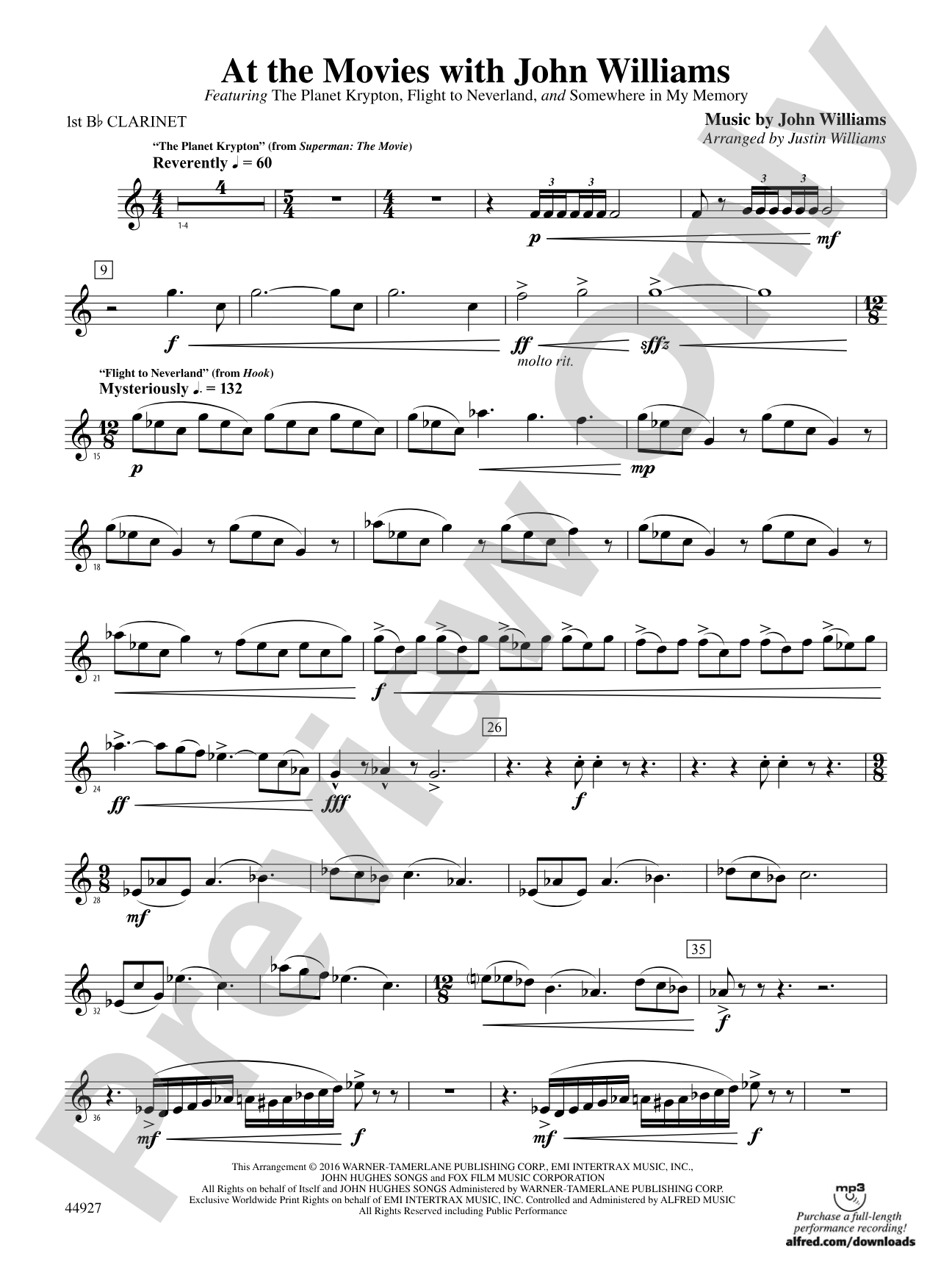 At the Movies with John Williams: 1st B-flat Clarinet