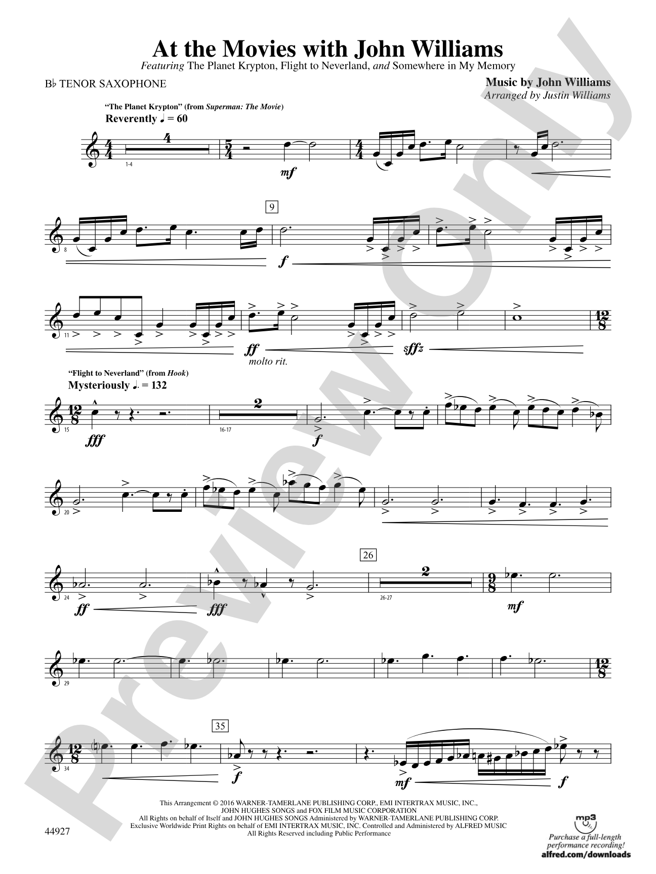 At the Movies with John Williams: B-flat Tenor Saxophone