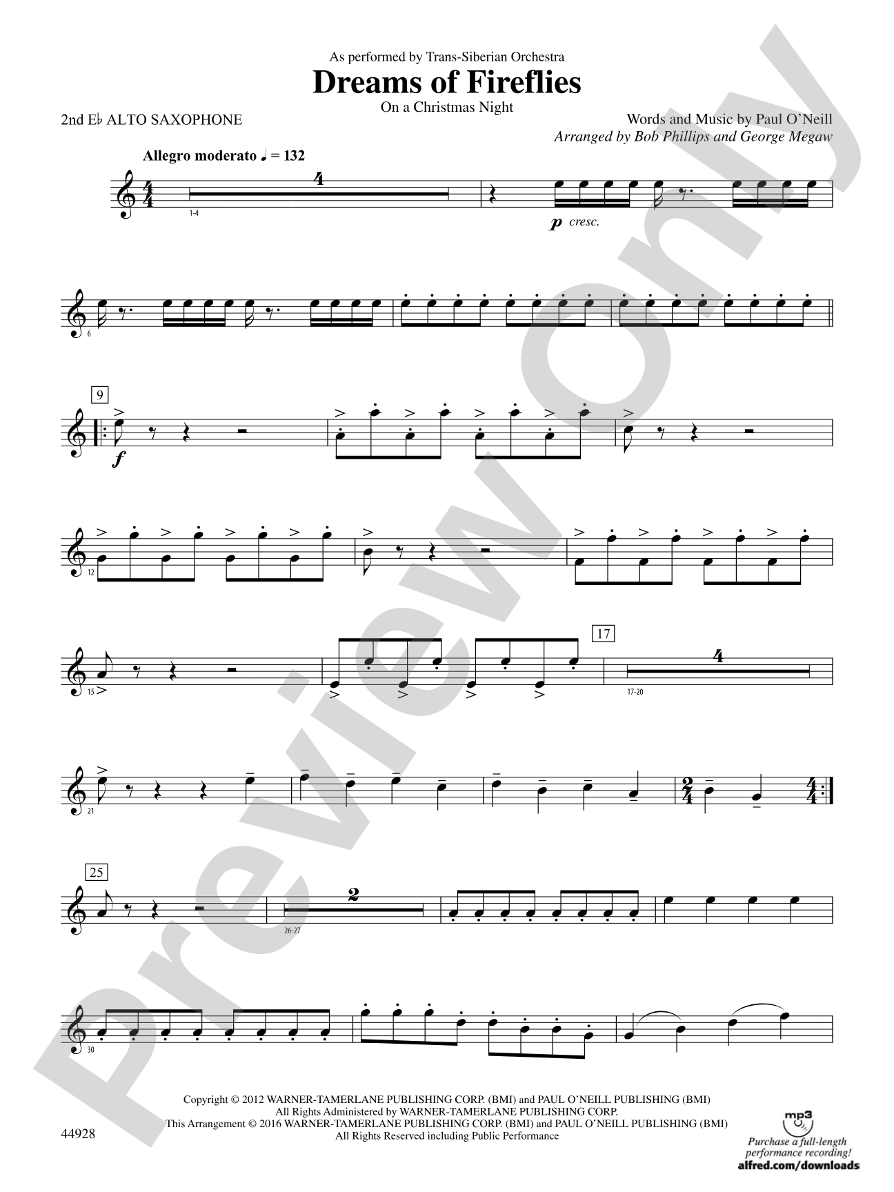 Dreams of Fireflies (On a Christmas Night): 2nd E-flat Alto Saxophone