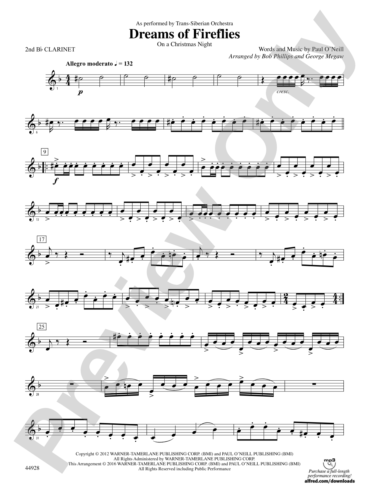 Dreams of Fireflies (On a Christmas Night): 2nd B-flat Clarinet