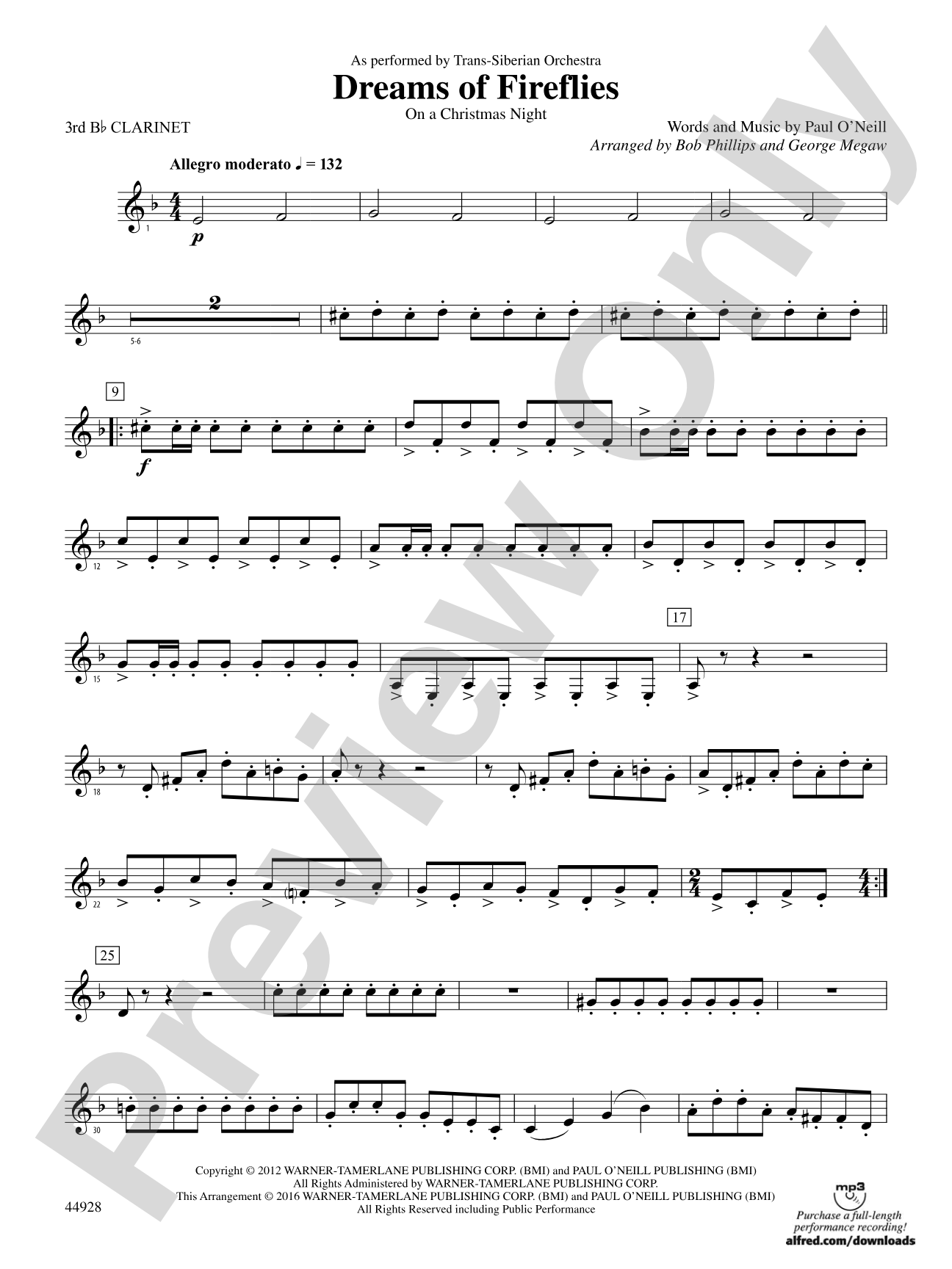 Dreams of Fireflies (On a Christmas Night): 3rd B-flat Clarinet