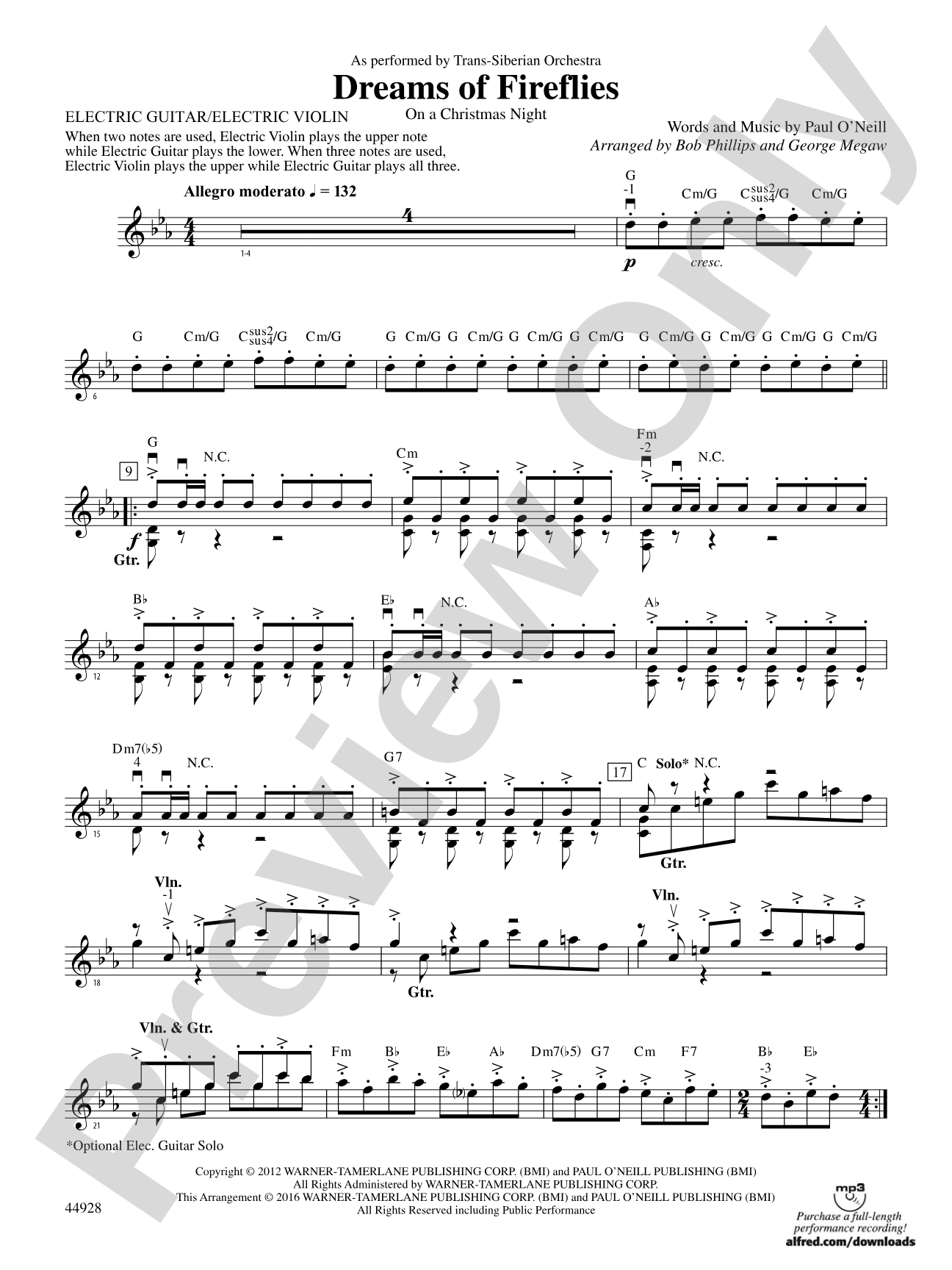 Dreams of Fireflies (On a Christmas Night): Guitar
