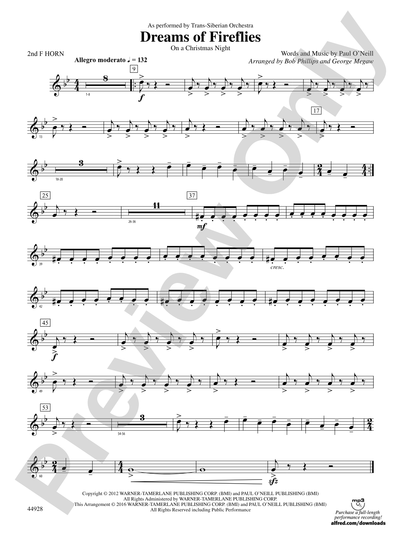 Dreams of Fireflies (On a Christmas Night): 2nd F Horn