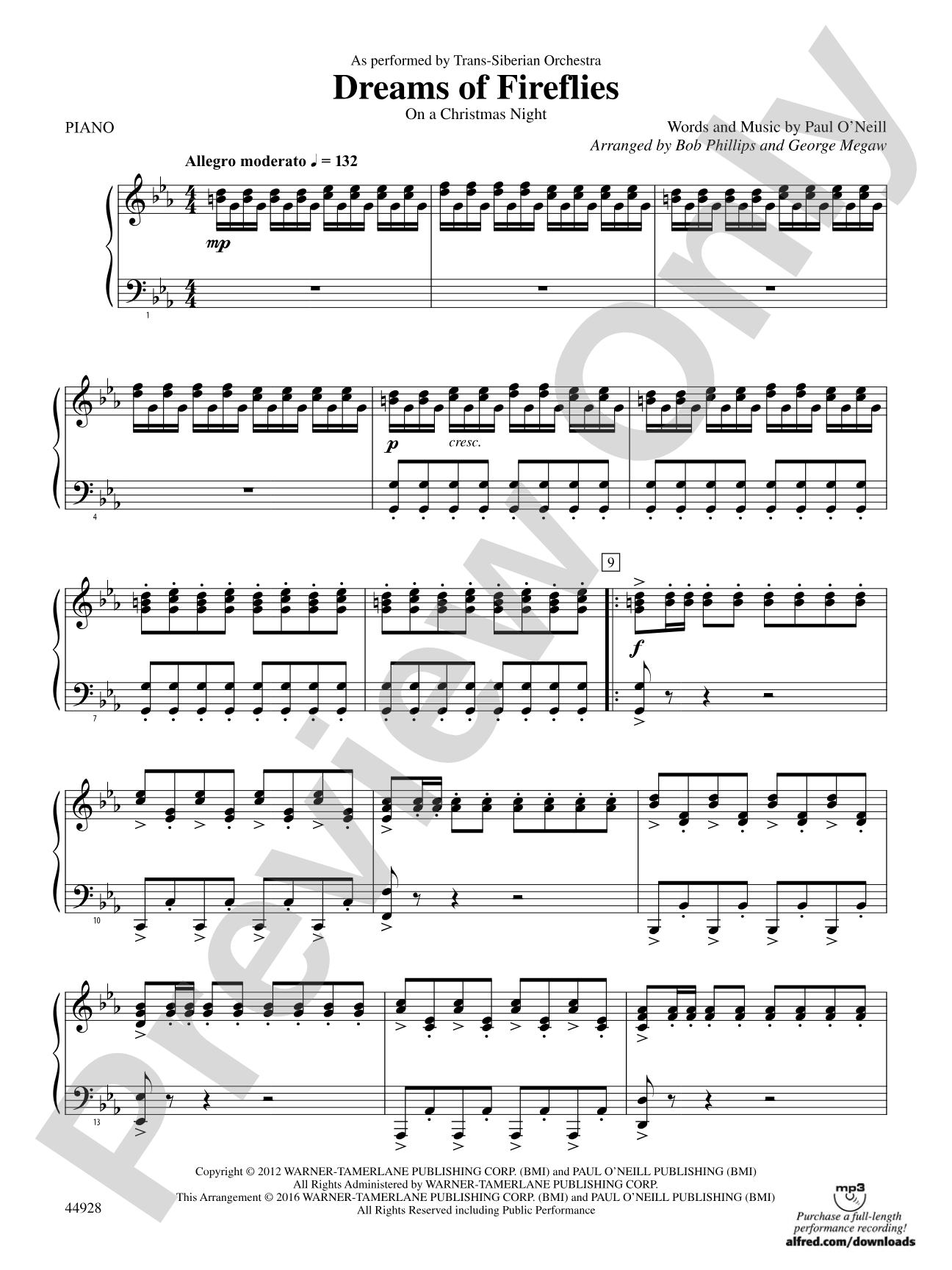 Dreams of Fireflies (On a Christmas Night): Piano Accompaniment