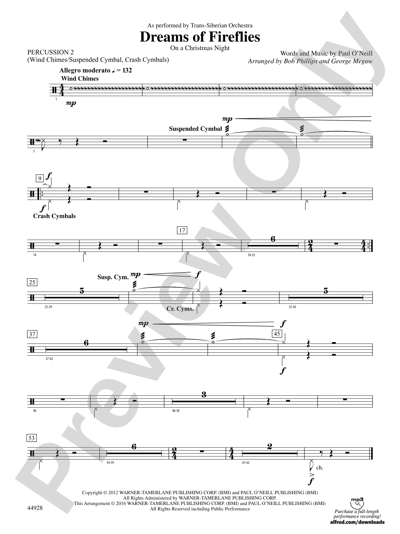 Dreams of Fireflies (On a Christmas Night): 2nd Percussion