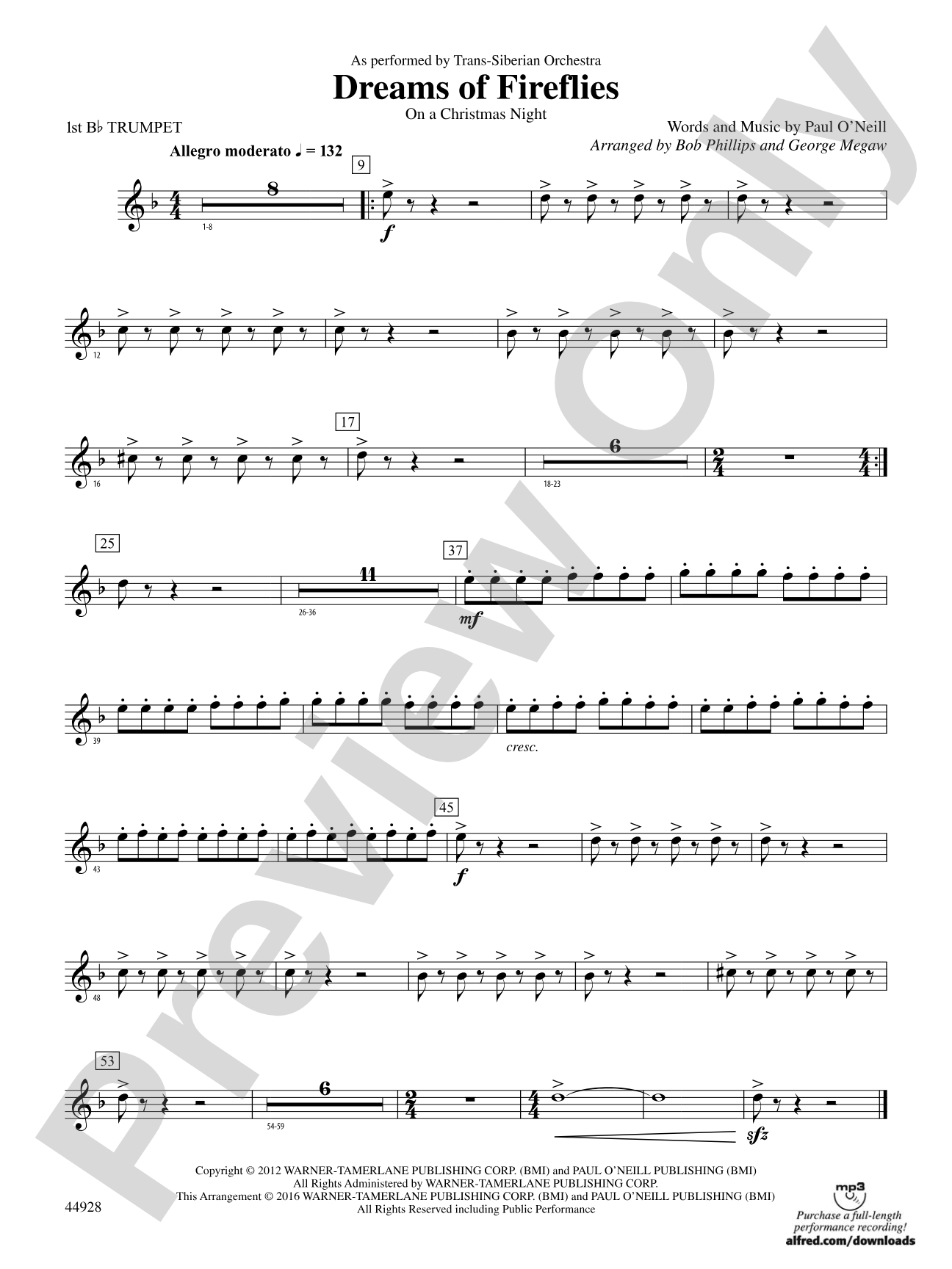 Dreams of Fireflies (On a Christmas Night): 1st B-flat Trumpet