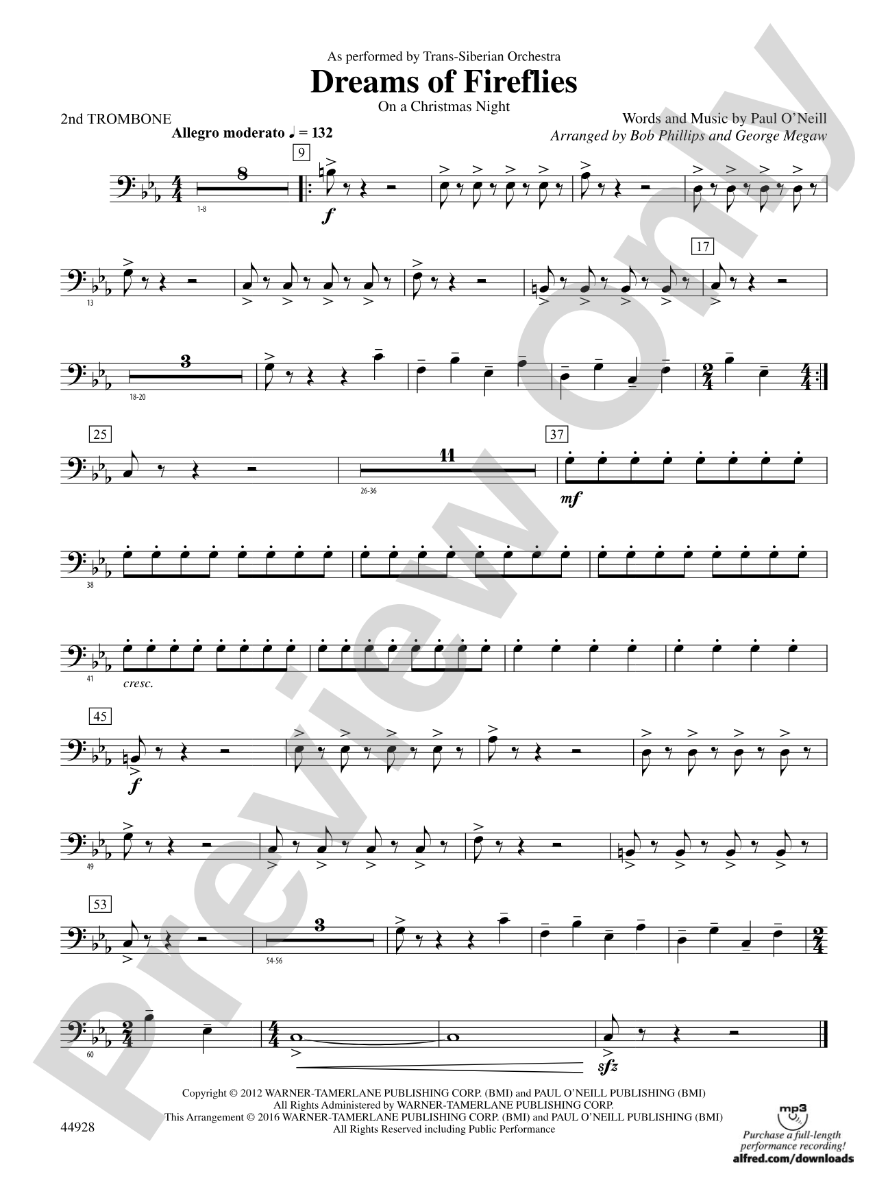 Dreams of Fireflies (On a Christmas Night): 2nd Trombone