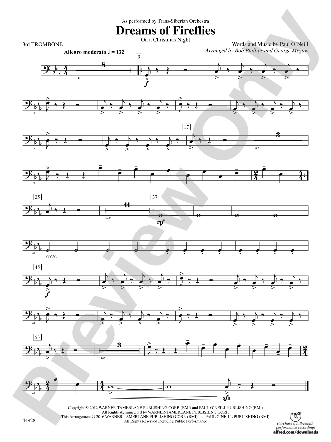 Dreams of Fireflies (On a Christmas Night): 3rd Trombone