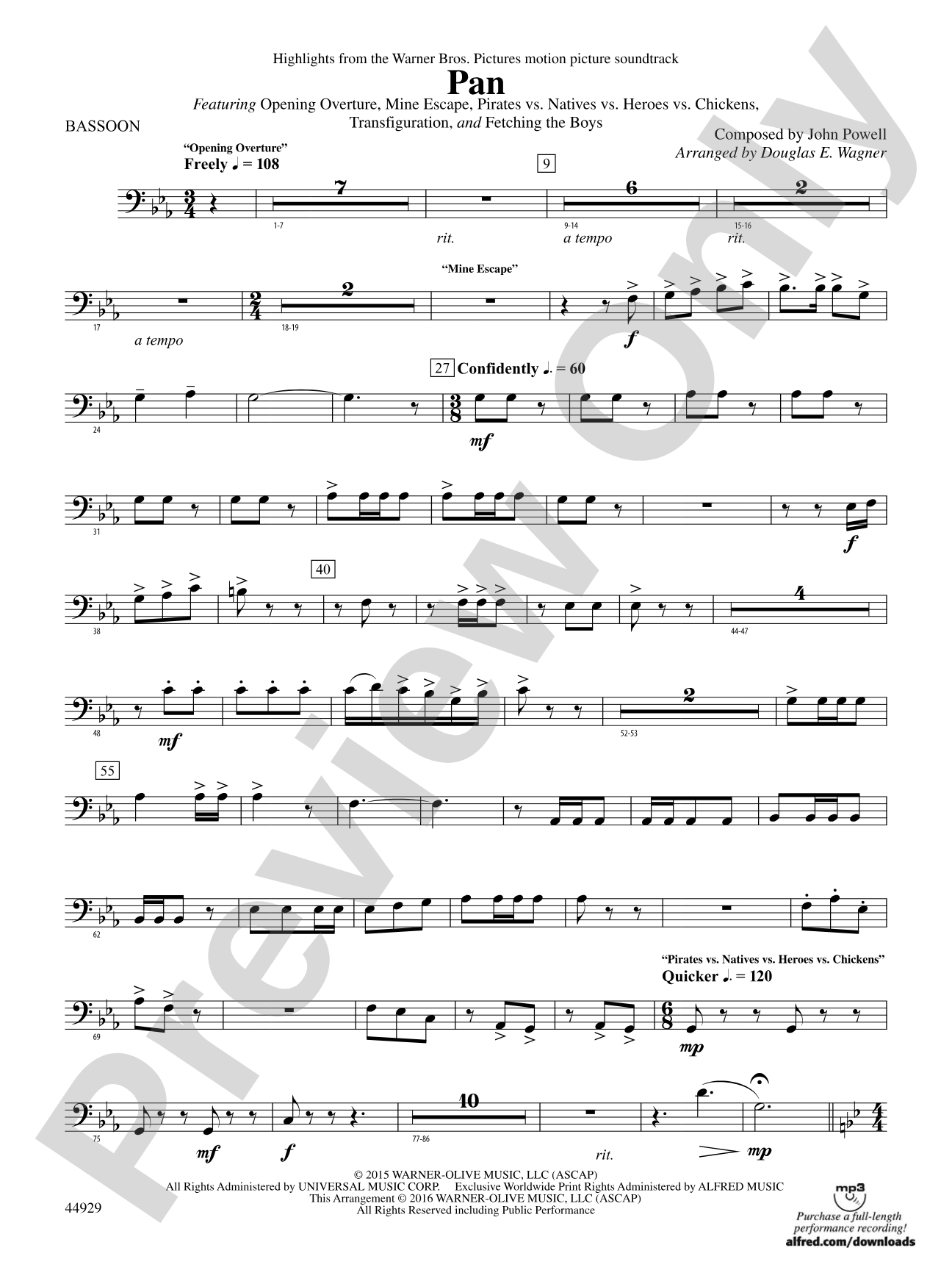 Pan: Highlights from the Warner Bros. Pictures Motion Picture Soundtrack: Bassoon
