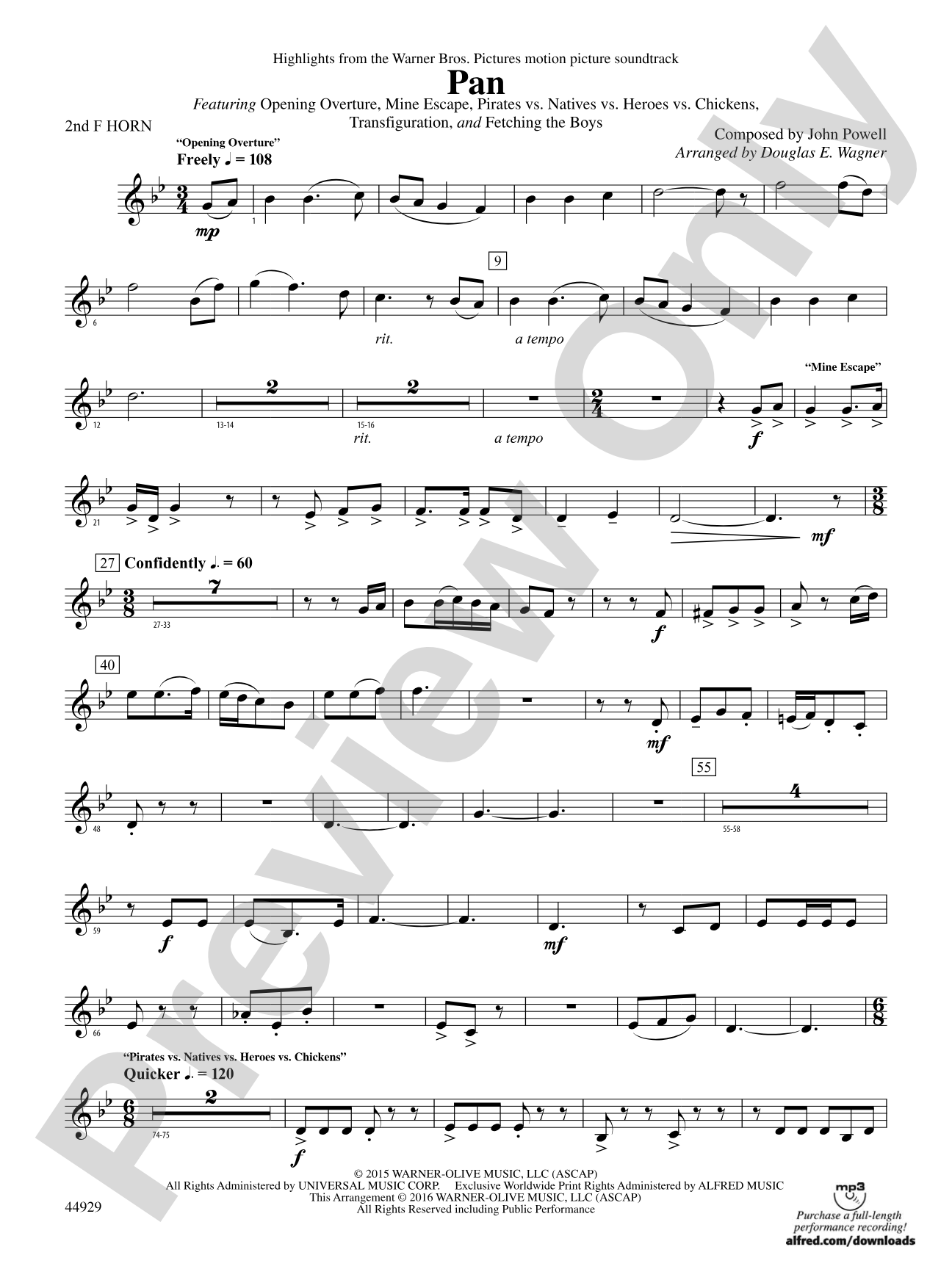 Pan: Highlights from the Warner Bros. Pictures Motion Picture Soundtrack: 2nd F Horn