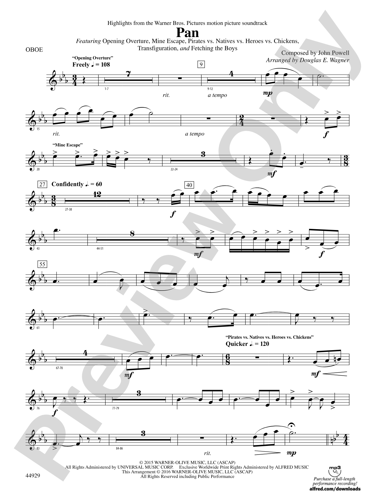 Pan: Highlights from the Warner Bros. Pictures Motion Picture Soundtrack: Oboe
